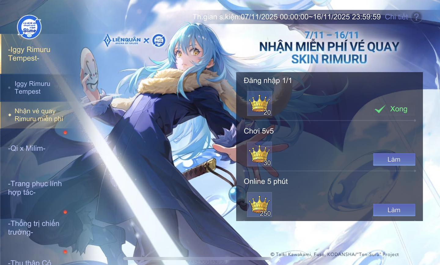 Archangel - SỰ KIỆN 〙FREE Vé Quay : Skin Iggy X Rimuru 💧 • Bổ sung thêm ...