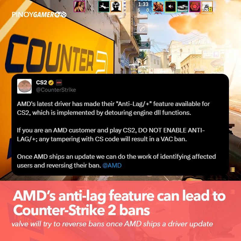 PinoyGamer - AMD’s anti-lag feature can lead to Counter-Strike 2 bans ...