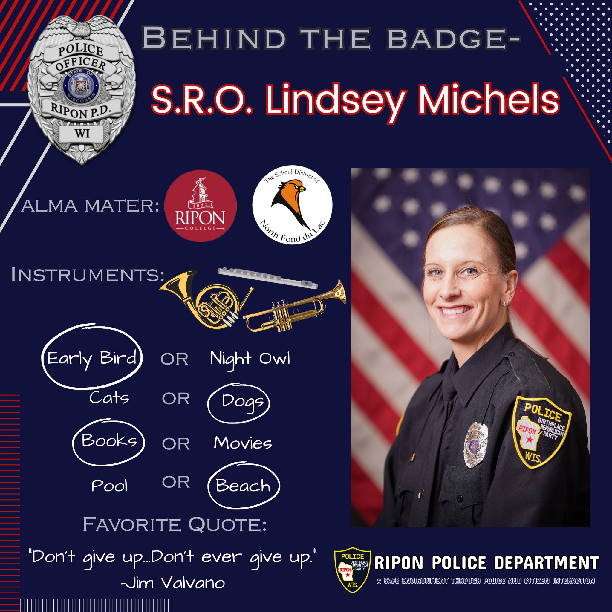 Behind the Badge: Get to... - City of Ripon Police Department | Facebook