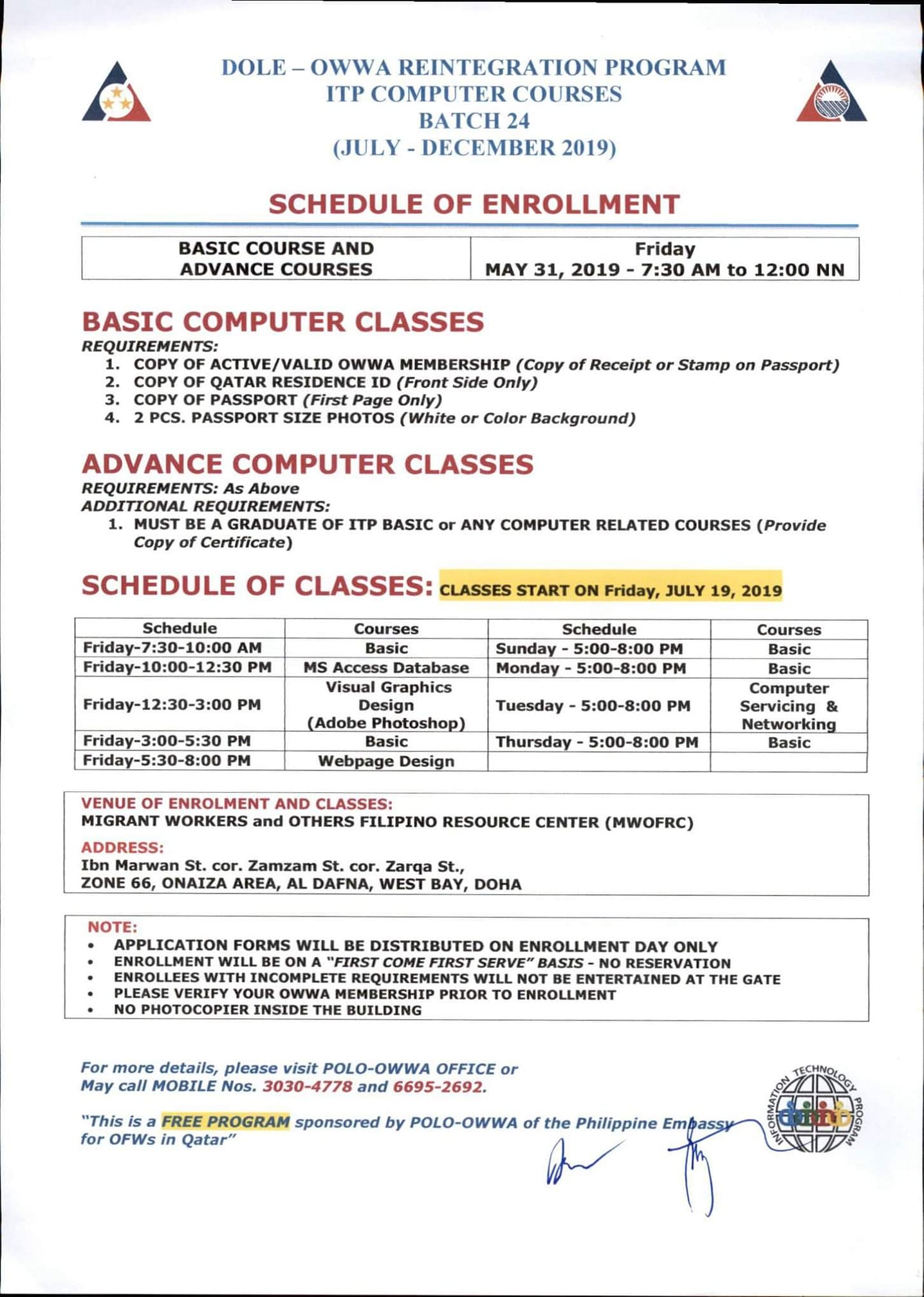 OFW's in Qatar - 📣Libreng🖱 Basic Computer Courses💻 at POLO... | Facebook