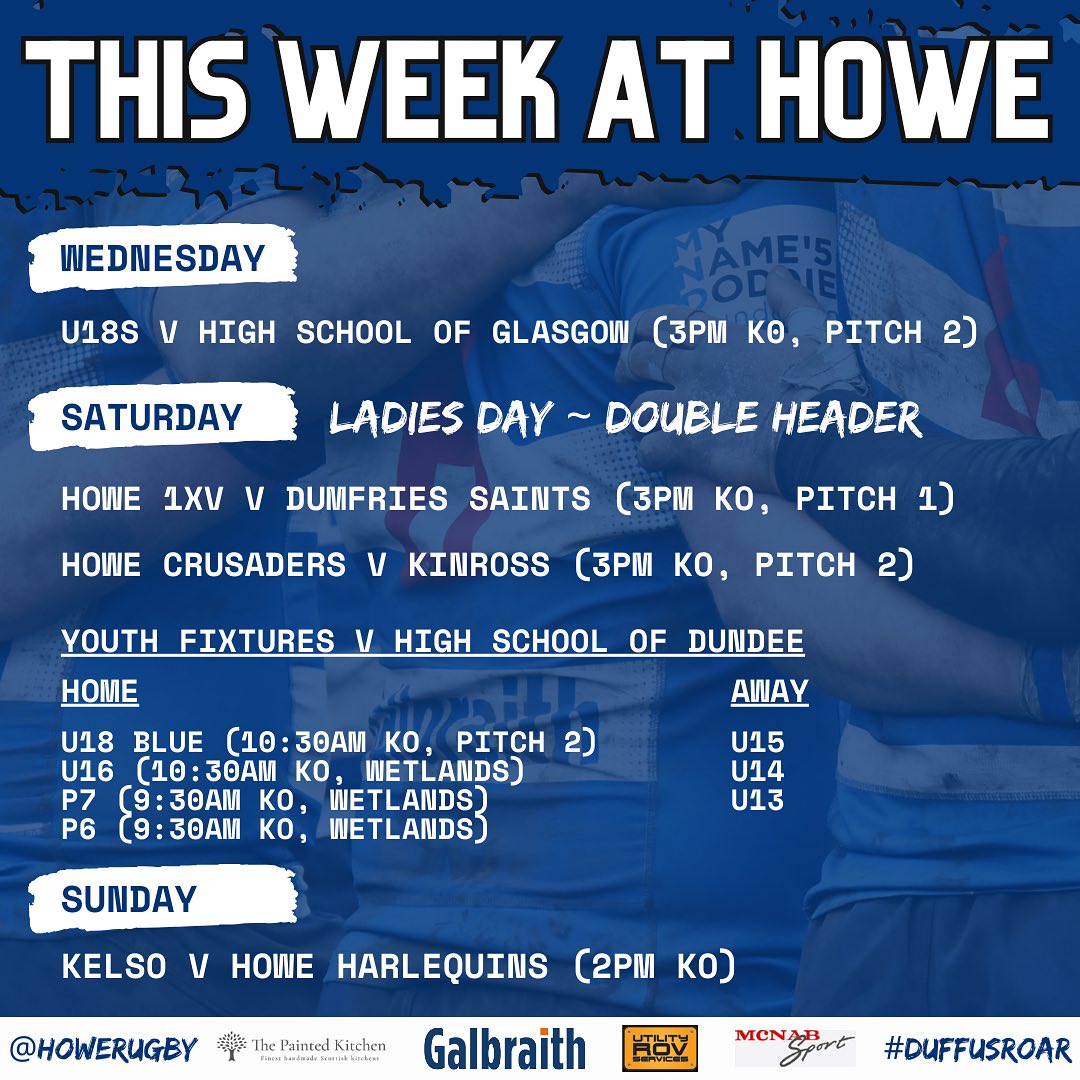 Howe - 🏉 THIS WEEK AT HOWE 🏉 Senior Rugby 🪩 Saturday sees a double ...