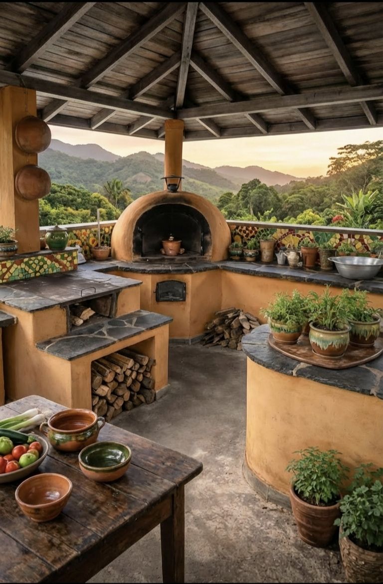Hidden - A Rustic Outdoor Kitchen Where Tradition Meets Serenity Tucked ...