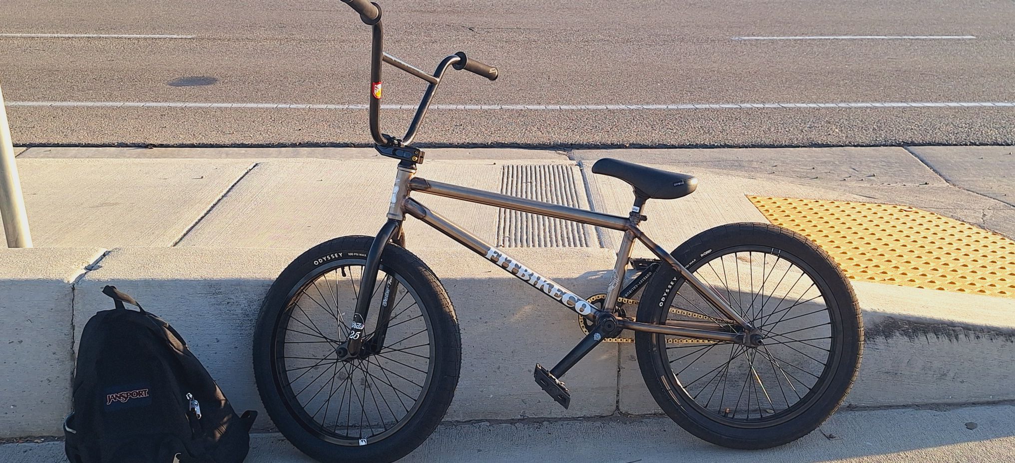 Custom BMX bike with FITBIKECO frame and Odyssey tires