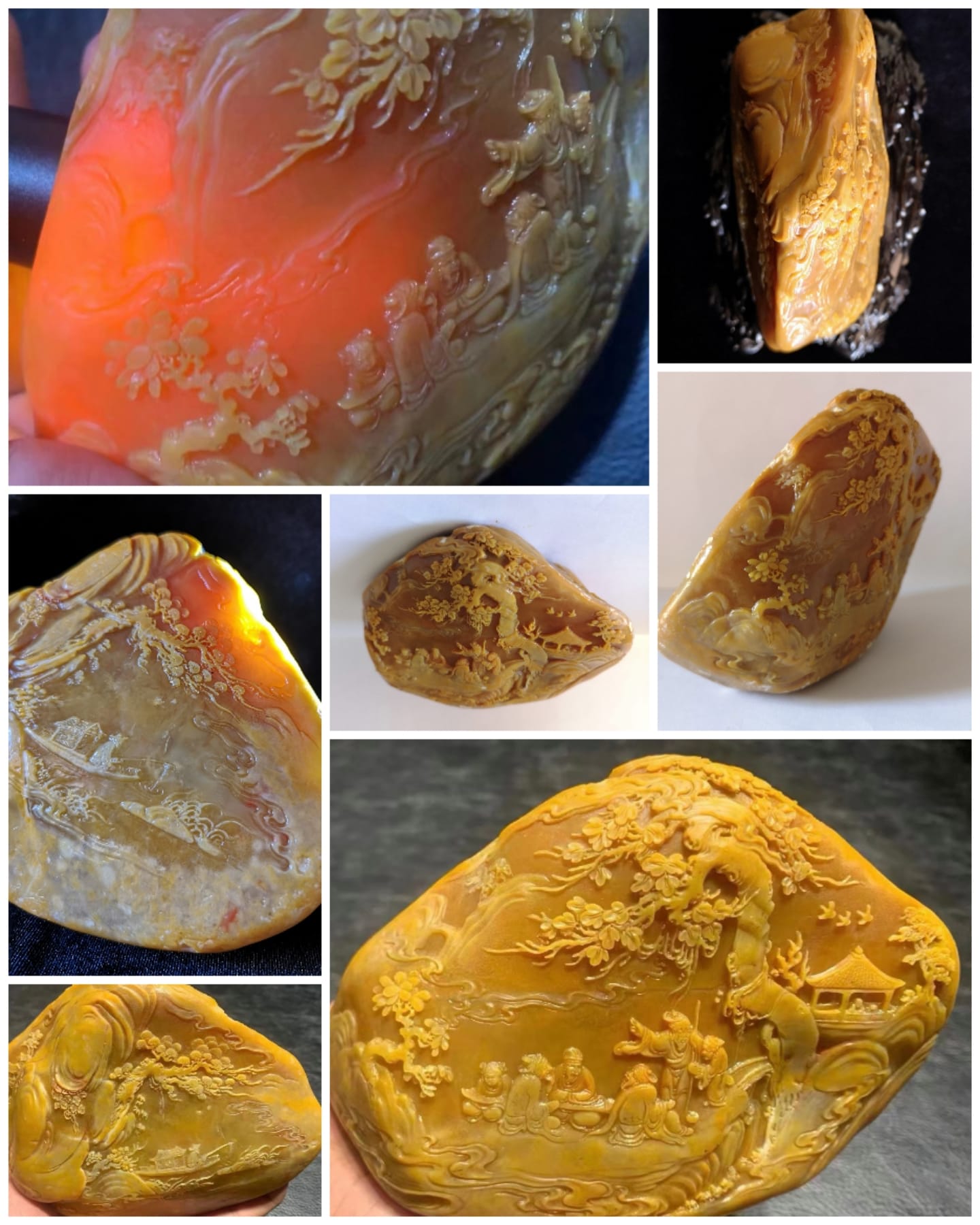 Kam - 福建壽山田黄石，在不同的光綫照射下，色澤時而橘紅，時而黃中如 