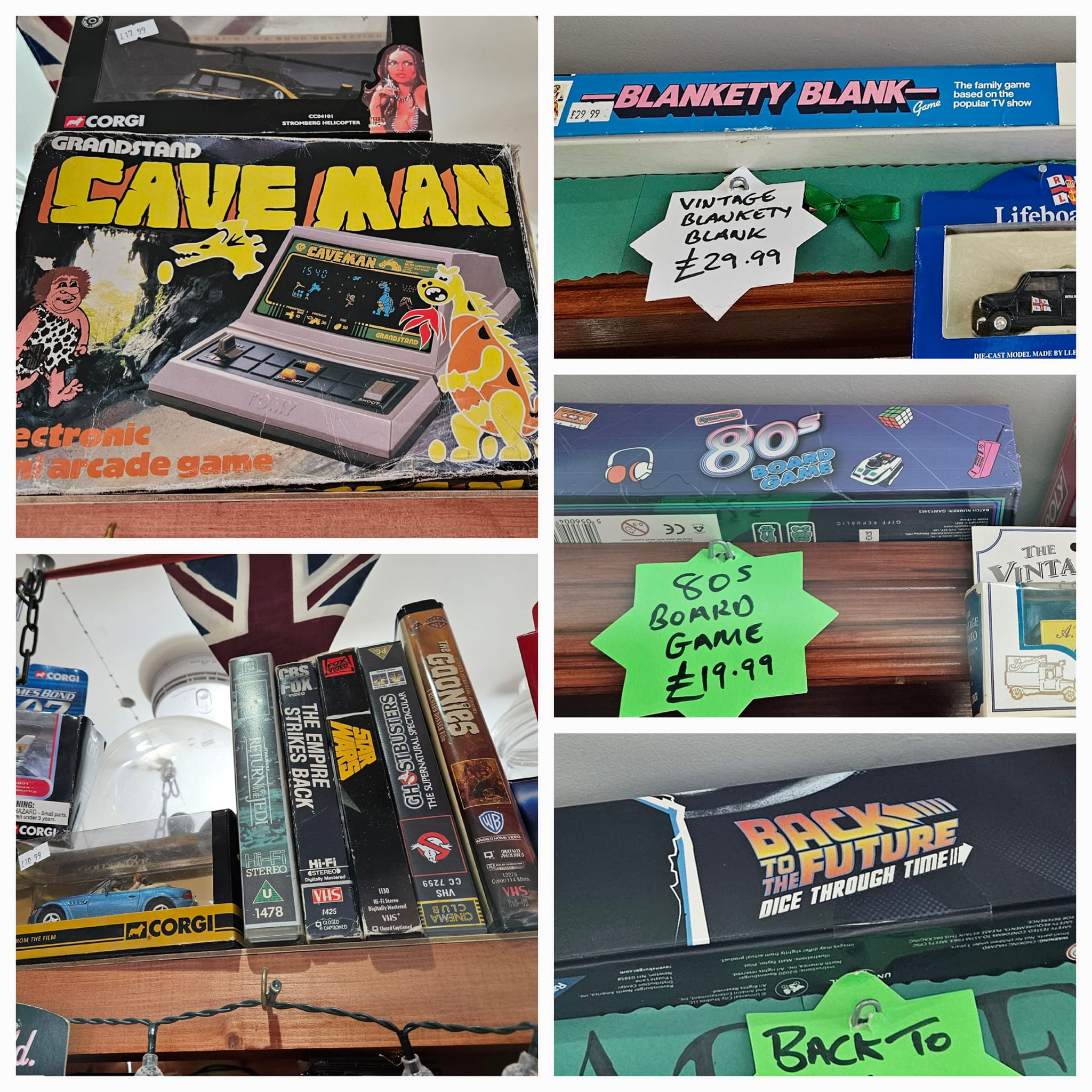 Vintage games and artwork on display