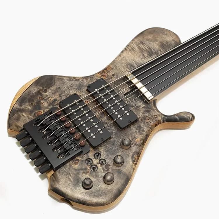 Egilegor - Adarbakar 6 string hollow fretless with piezo, slap plate ...