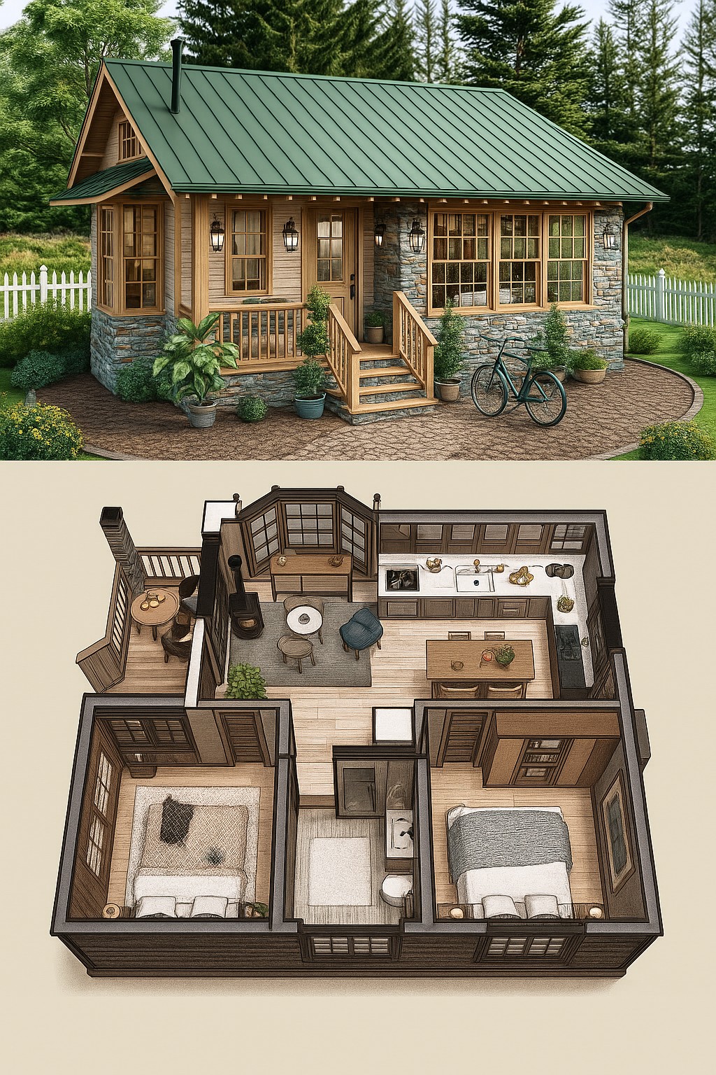 Stone Cottage 2 Bedroom Floor Plan 670x800