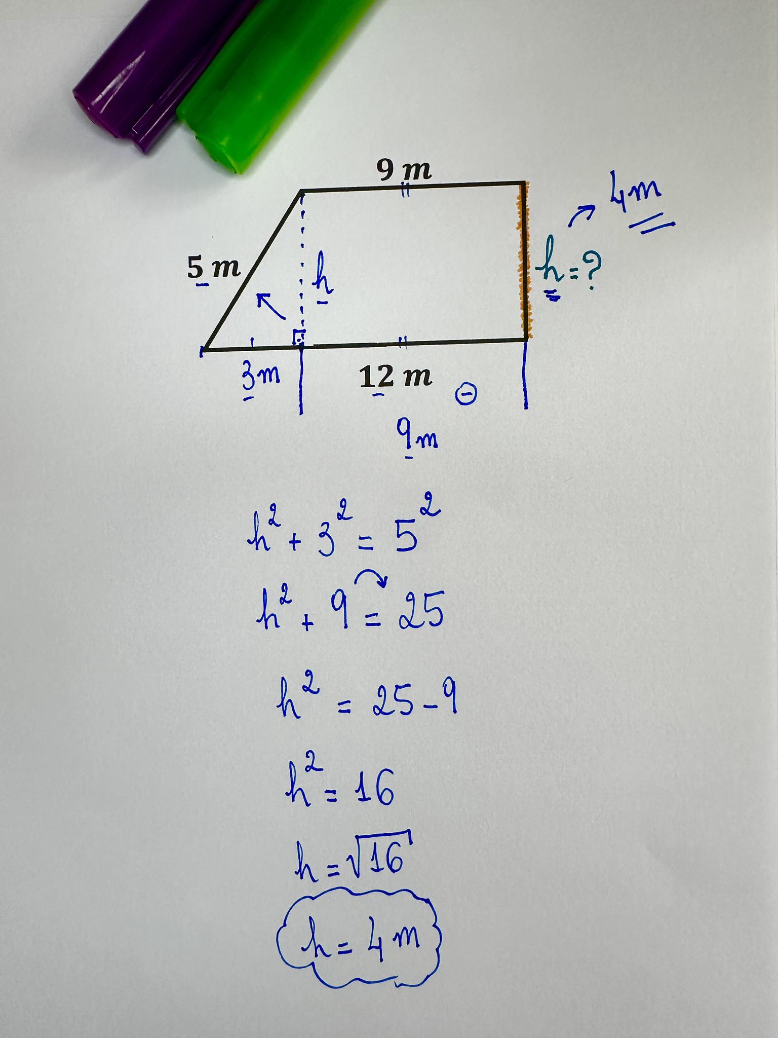 Calculando a altura do trapézio... - Matemática com FB | Facebook