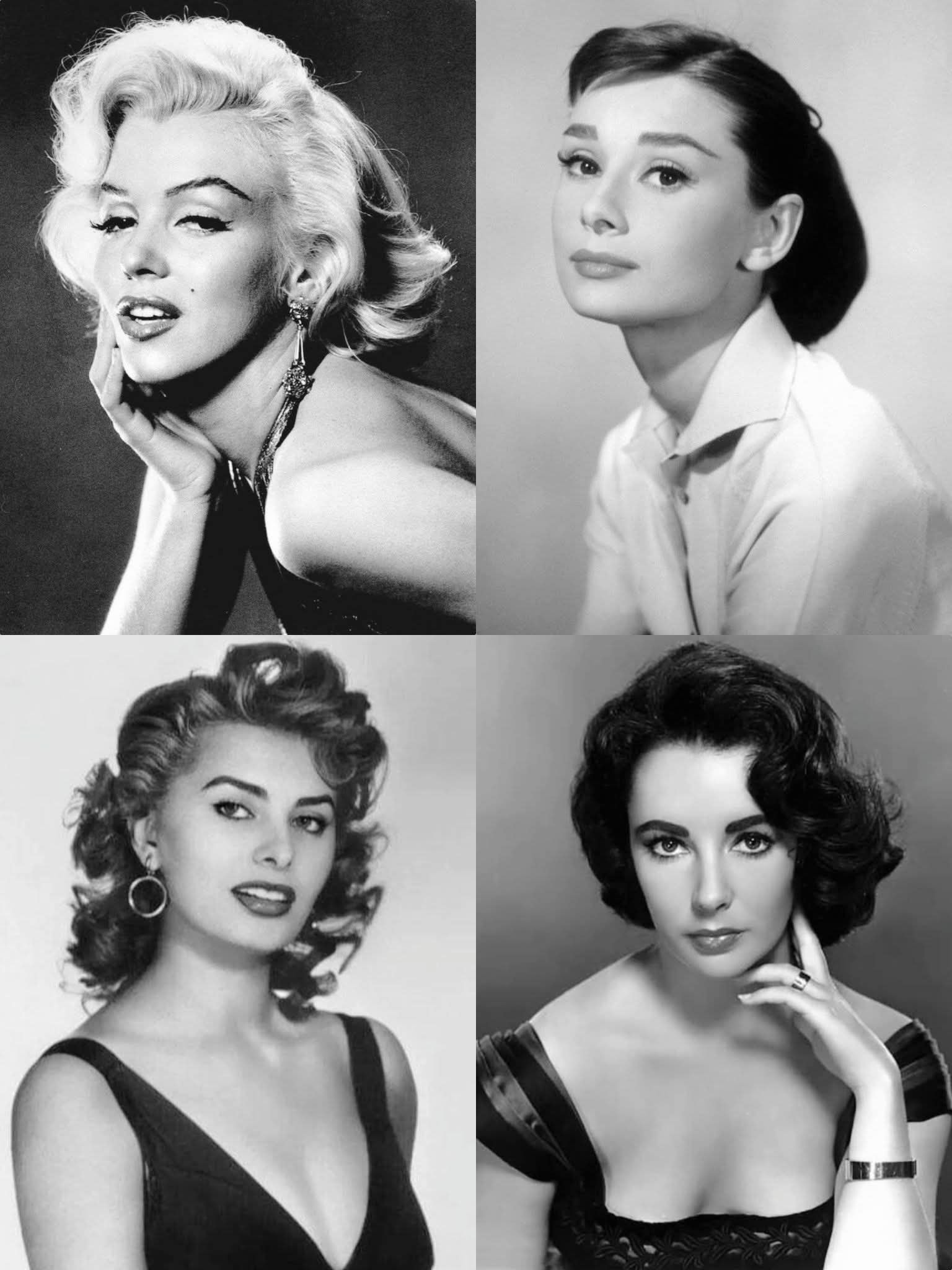 Marilyn Monroe, Audrey Hepburn,Sophia Loren and Elizabrth Taylor