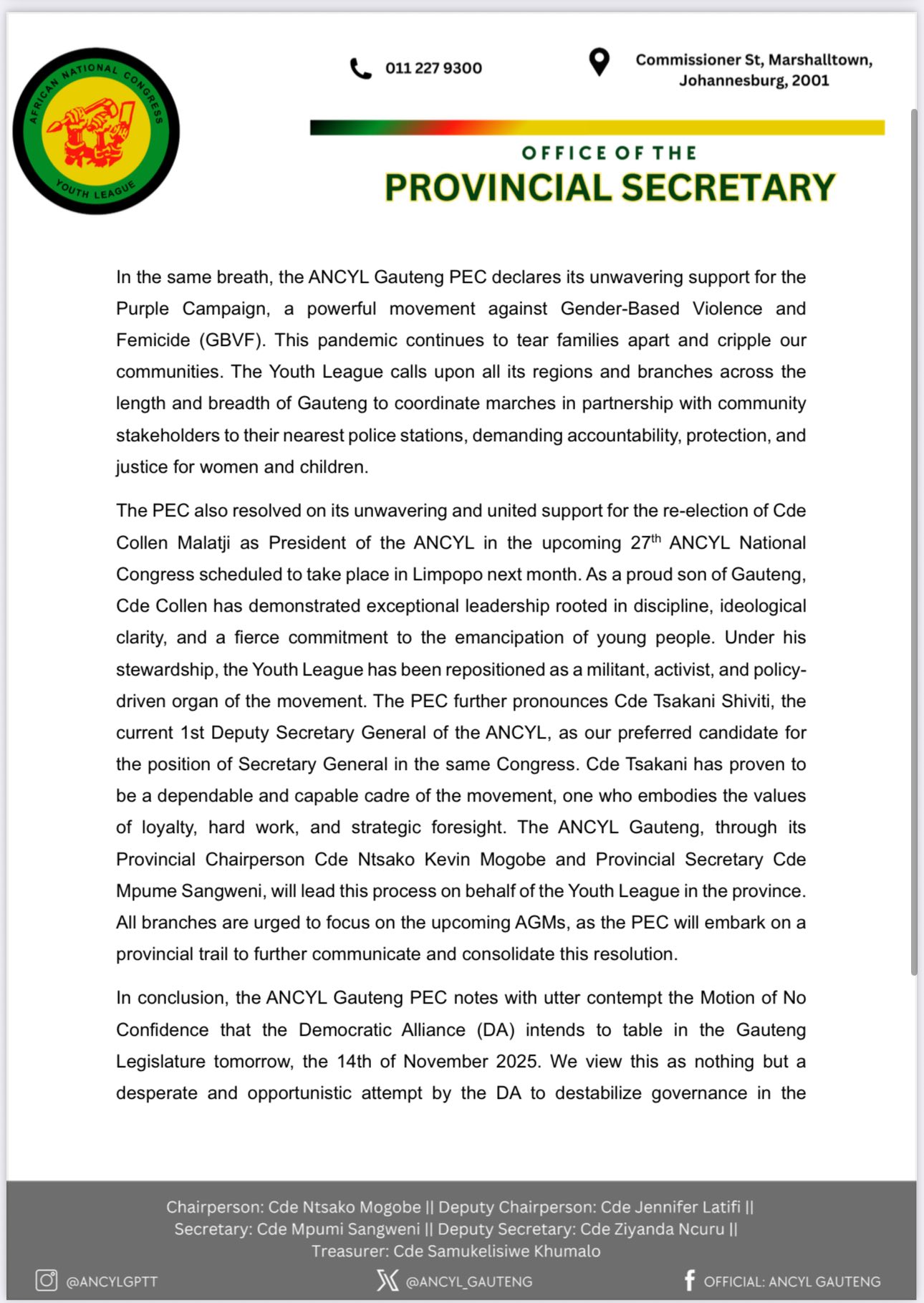 Official: ANCYL Gauteng added a... - Official: ANCYL Gauteng