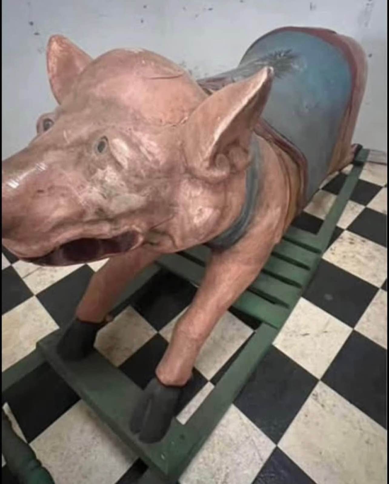 1900's Hand Carved Wooden Pig Rocker Farm Decor-BBQ RESTAURANT? Vintage ...