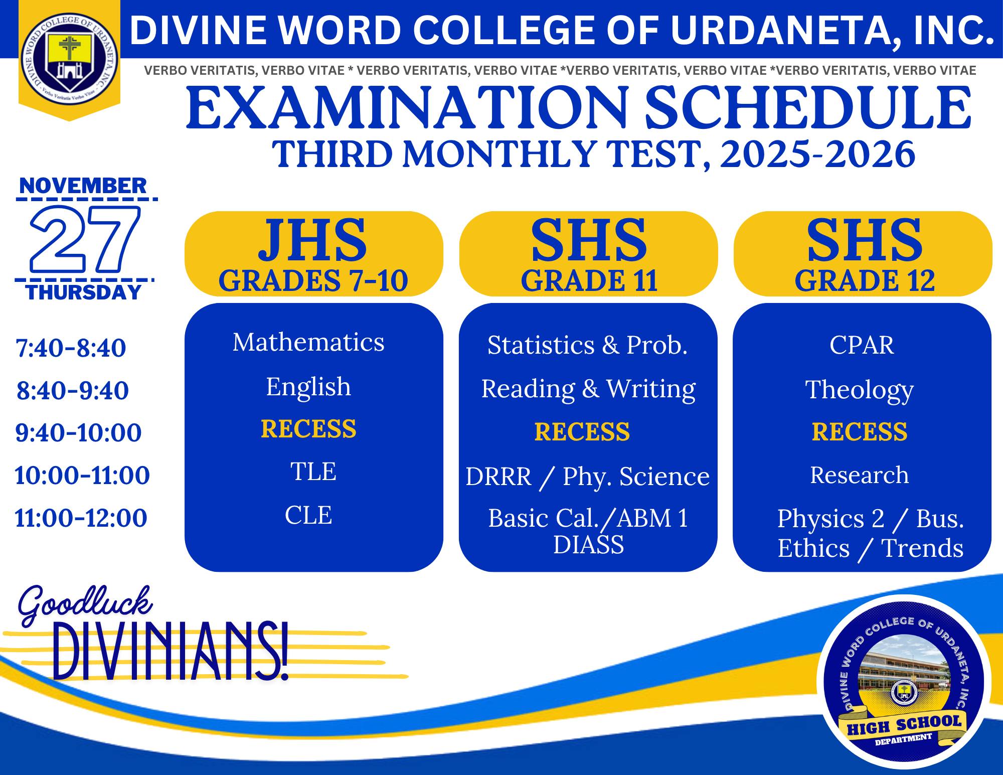 📣𝑨𝗡𝗡𝗢𝗨𝗡𝗖𝗘𝗠𝗘𝗡𝗧: 𝑻𝑯𝑰𝑹𝑫... - High School Department- DWCU, Inc. | Facebook