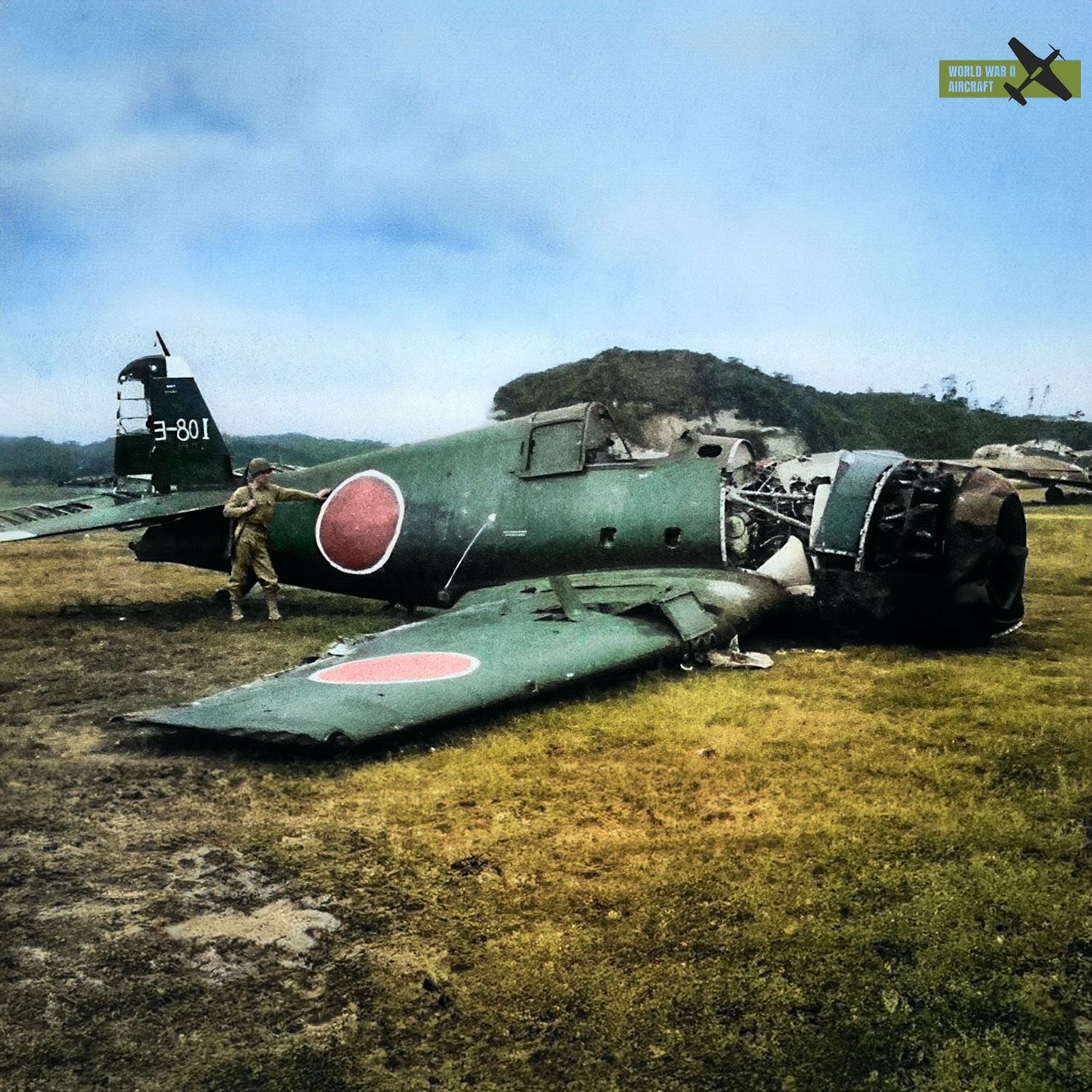 Wrecked Grumman Hellcat with Japanese insignia found in Japan 1945