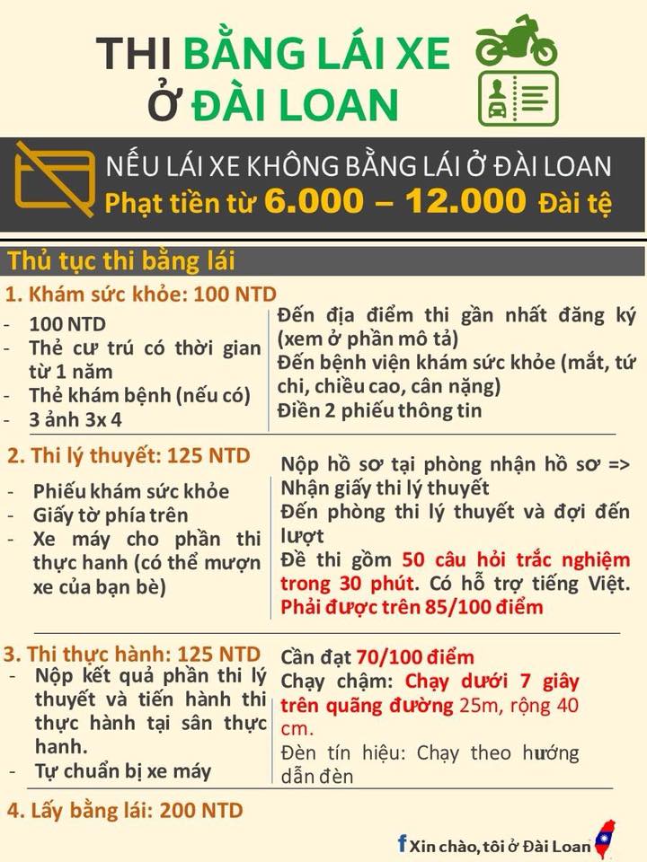 Beat đai Loan Thi Bằng Lai Xe May Bằng Tiếng Việt Chỉ Facebook