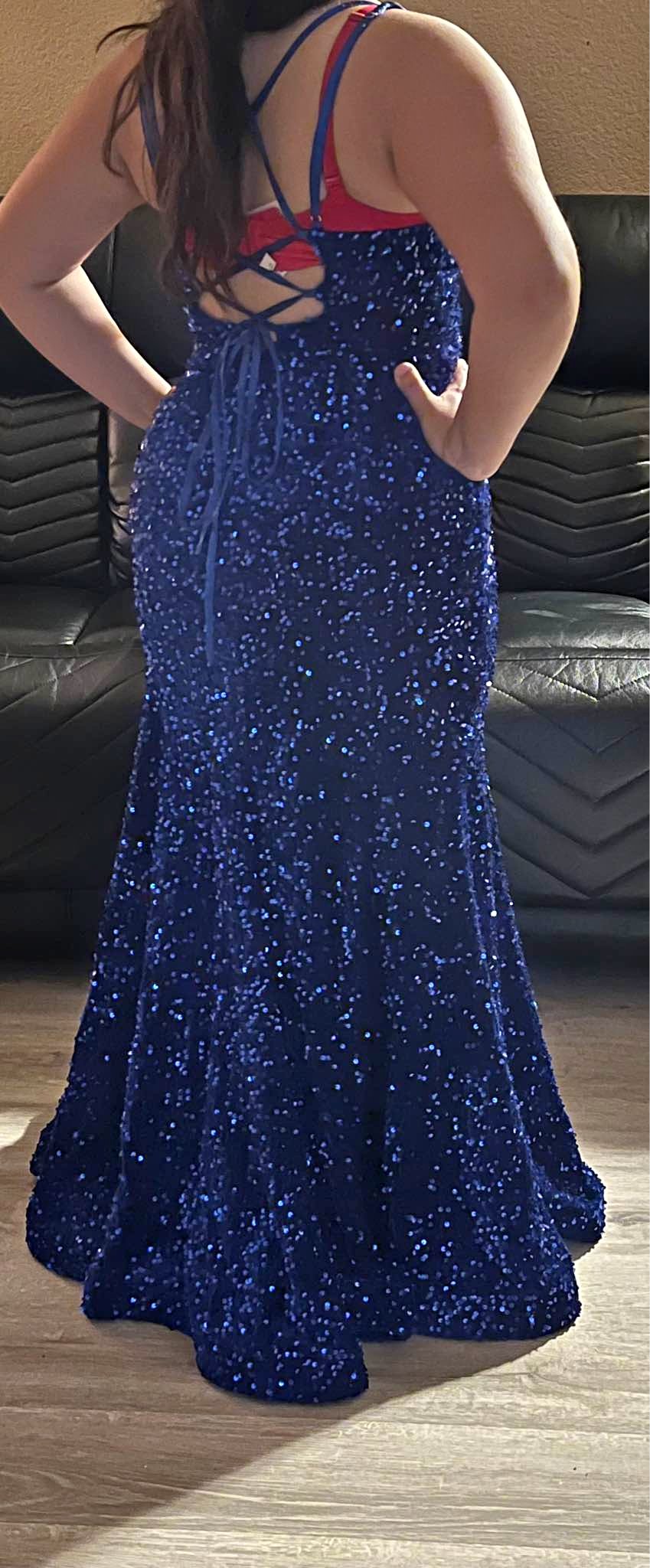 open lace back dress Two-Piece Long Prom Dress with Corset Top Royal / 6