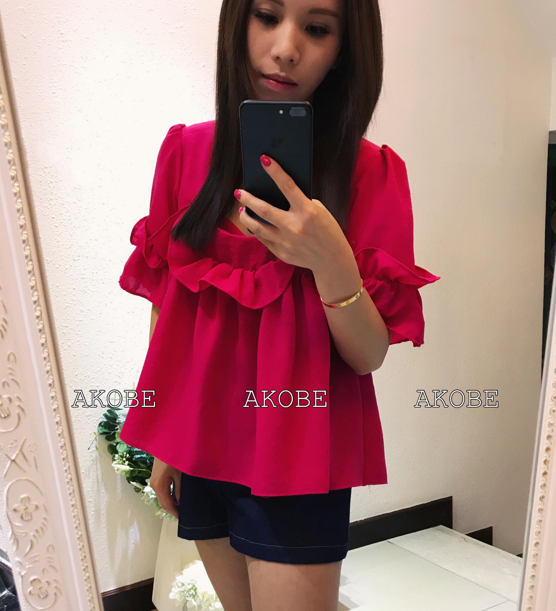 AKOBË - 桃紅色挺身雪紡TOP💋...超超超級靚😍 仲有白色...一樣甘靚😌 | Facebook