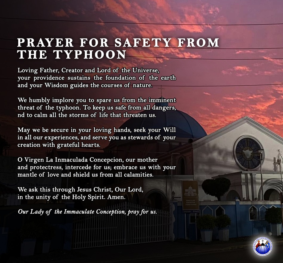 Immaculate - PRAYER FOR SAFETY FROM THE TYPHOON Loving Father, Creator ...