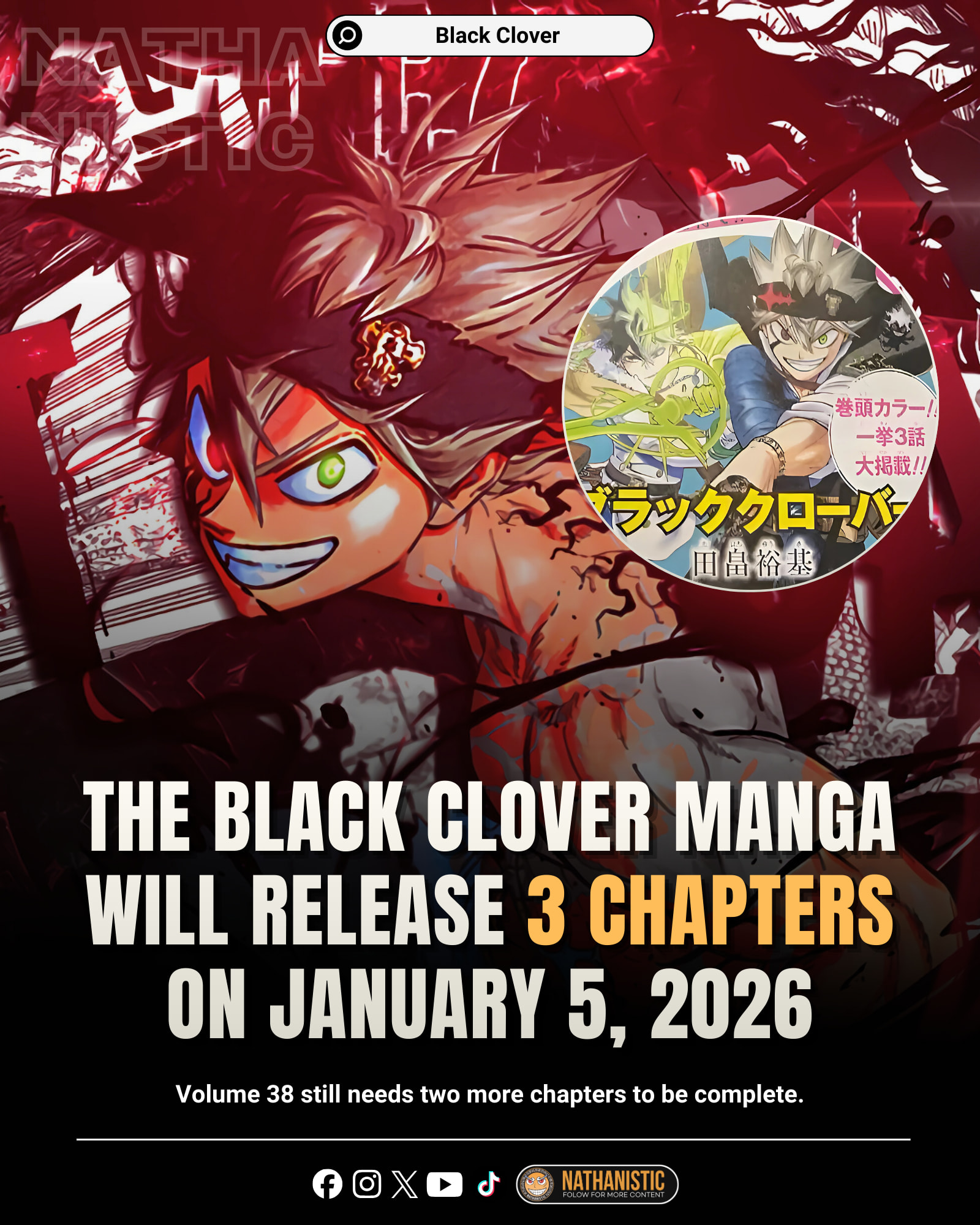 Nathanistic - Black Clover manga will release 3 chapters on January 5