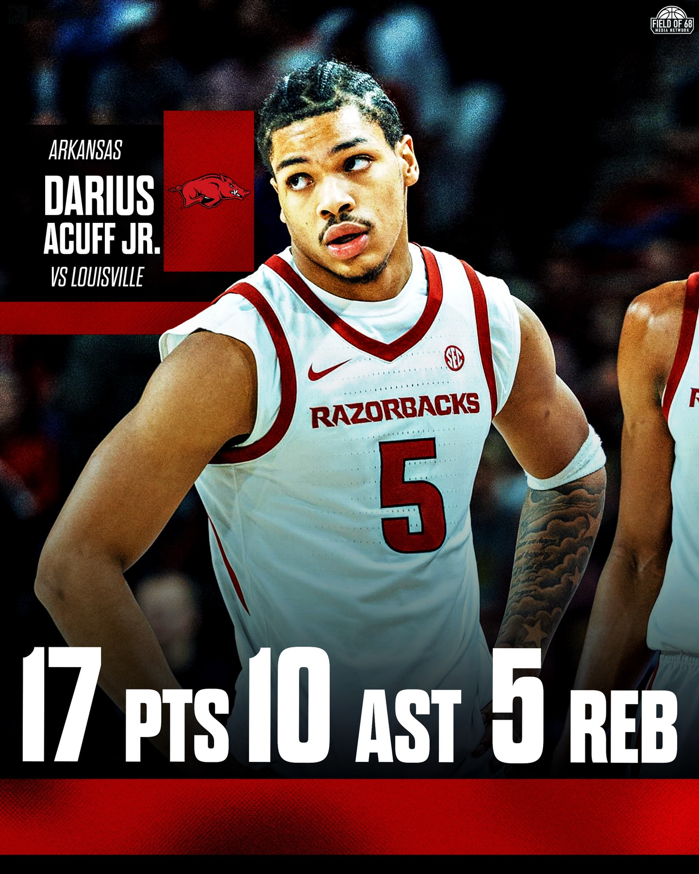 The Field - DOUBLE-DOUBLE from Darius Acuff Jr. as @razorbackmbb takes ...