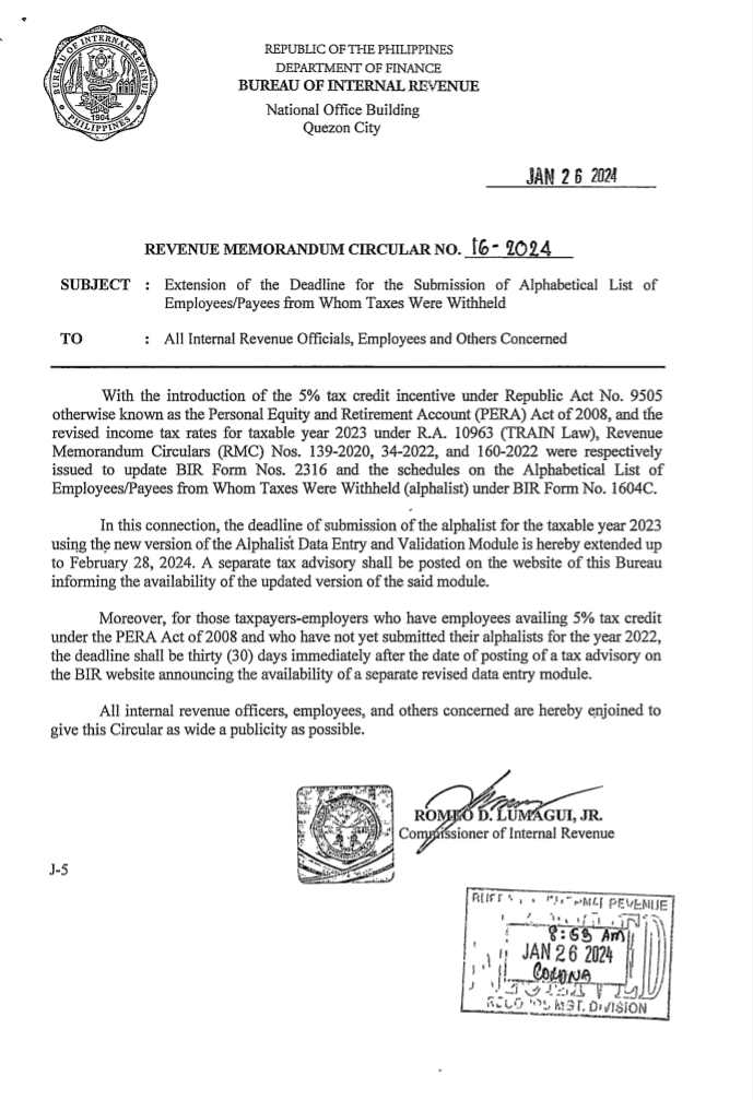 EDT - EXTENDED The Bureau of Internal Revenue Philippines issued RMC No ...