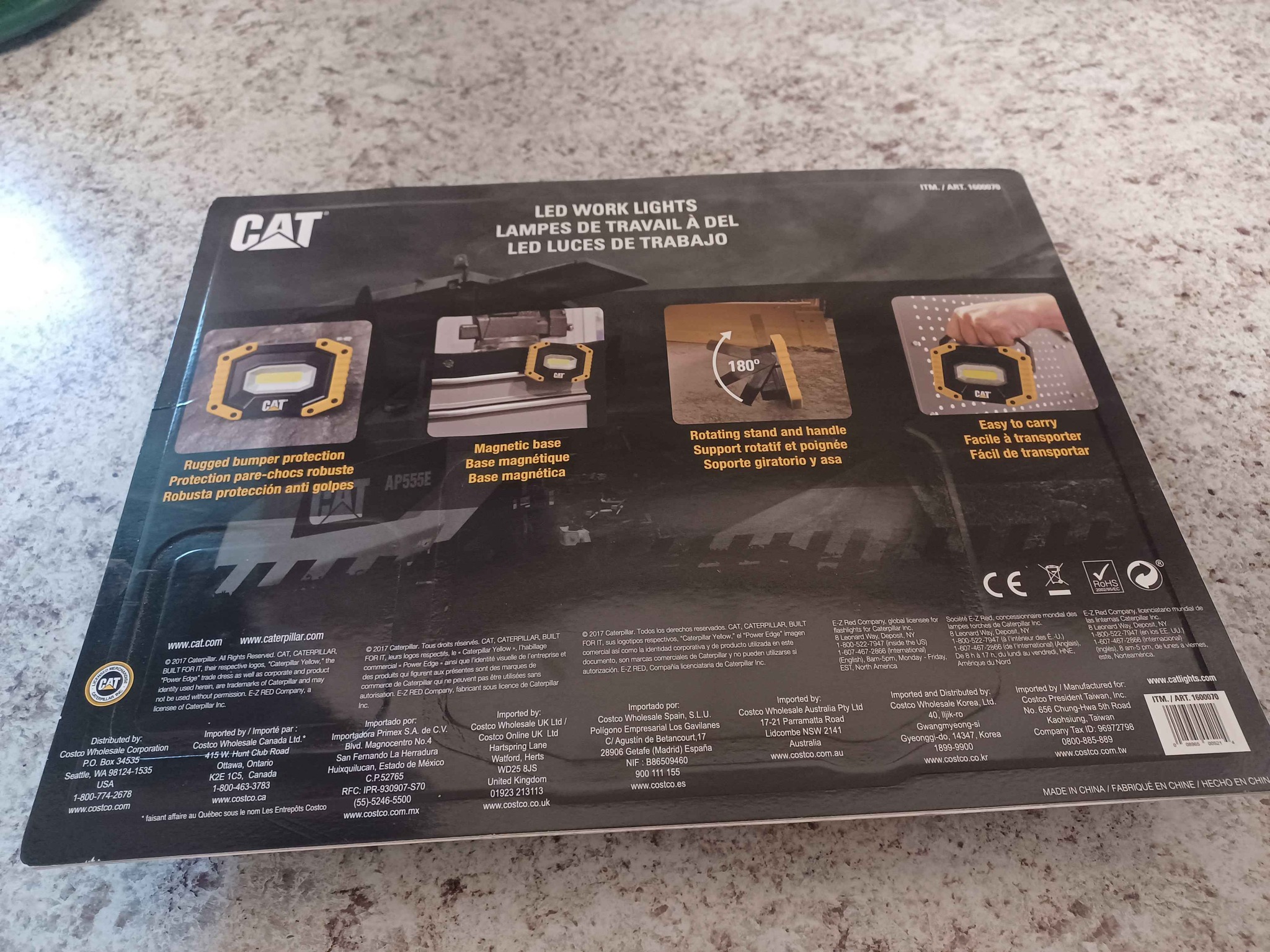 caterpillar cat 500 lumen rechargeable led work light flashlight CT1000 Pocket COB Flood Beam Pocket Light, Black/Yellow This area light features strong neodymium magnets and a rotating hook so you can aim the light where you need it Caterpillar (CAT) Rechargeable Extendable COB
