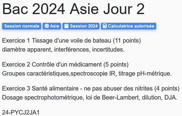 Labolycée.org - Annales gratuites du BAC S en physique/chimie (officiel)