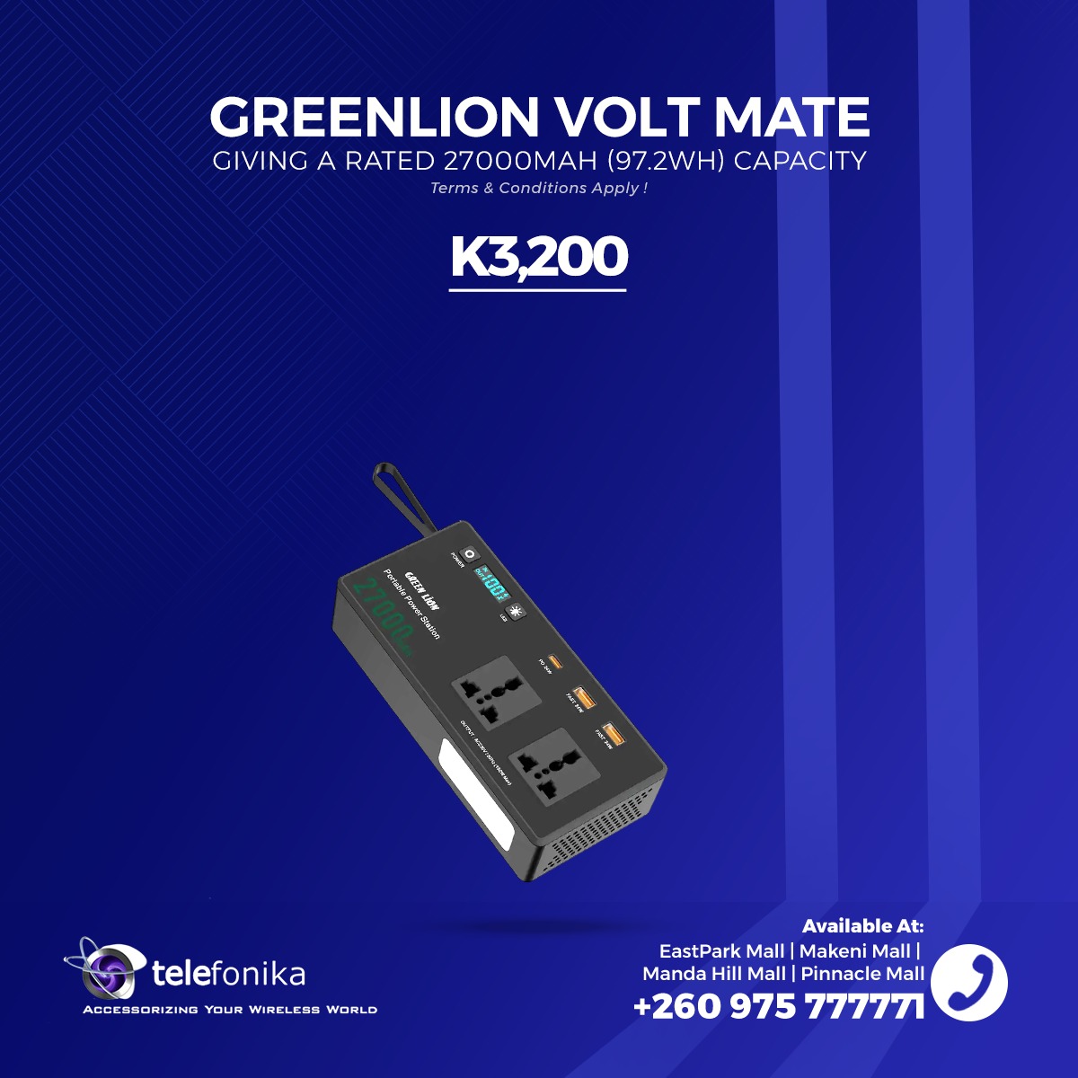 Giving a rated 27000mAh (97.2Wh) capacity! The Green Lion Volt 