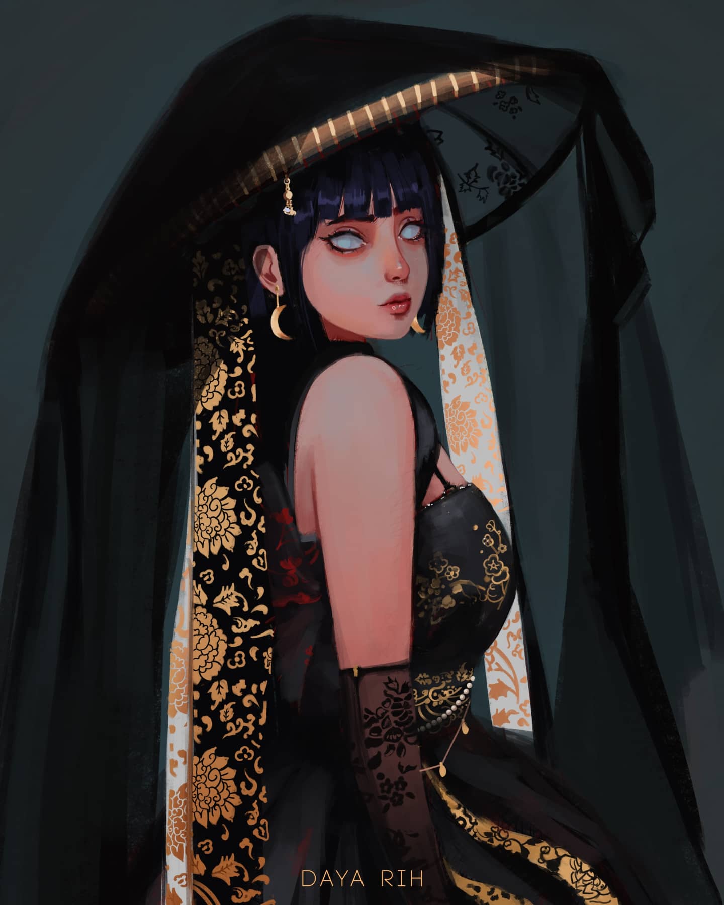 hinata black dress .. badass mode 🔥 Original fanArt portrait 🎨 Concept Reference : Japanese model 📸 Hair & plate reference : google #OmarOmera women's satin slip costumes Characters Size:EU 35 / UK 2 / US 5 Zeena Zaki FW202104 Dress