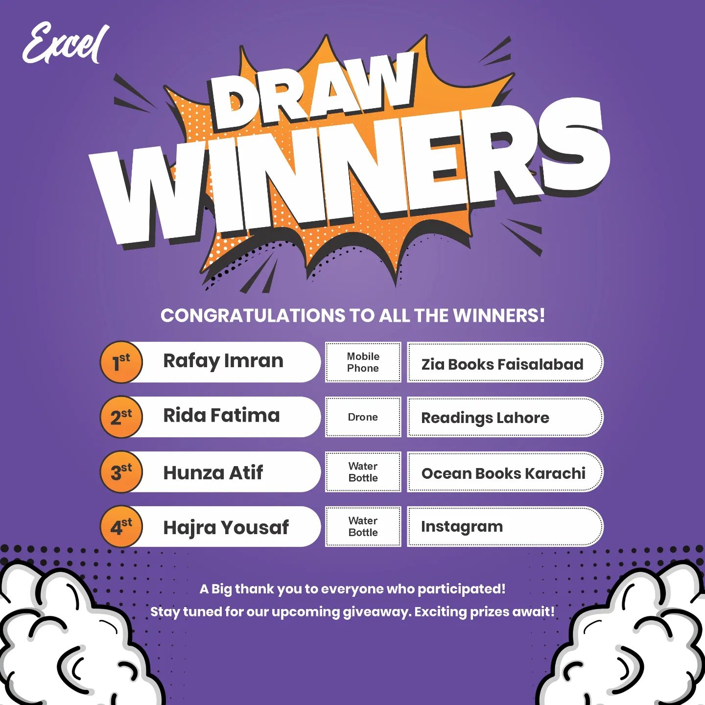 Excel - Congratulations 🎊 to the winners of first draw!... | Facebook