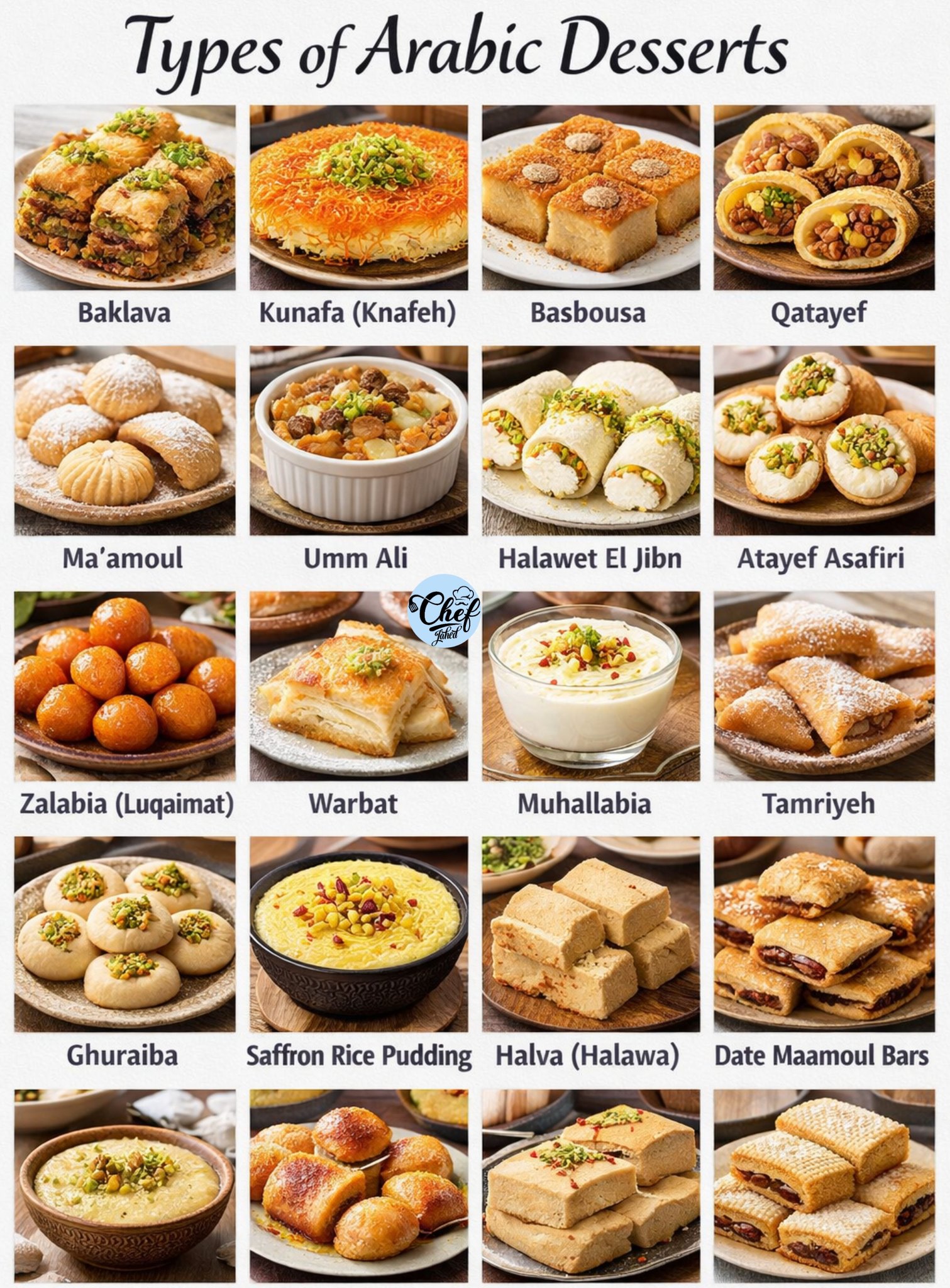 Chef - Types of Arabic Desserts Pastries:Baklava, Kunafa (Knafeh ...