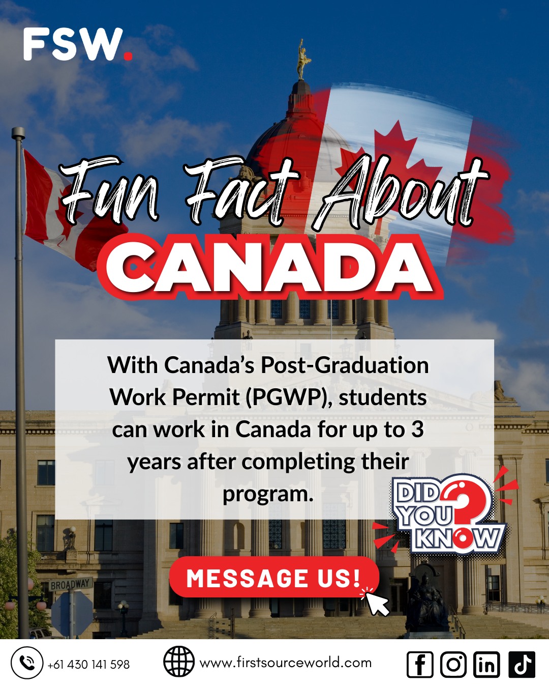 FSW - FUN FACT ABOUT CANADA! Did you know that Canada is one of the ...