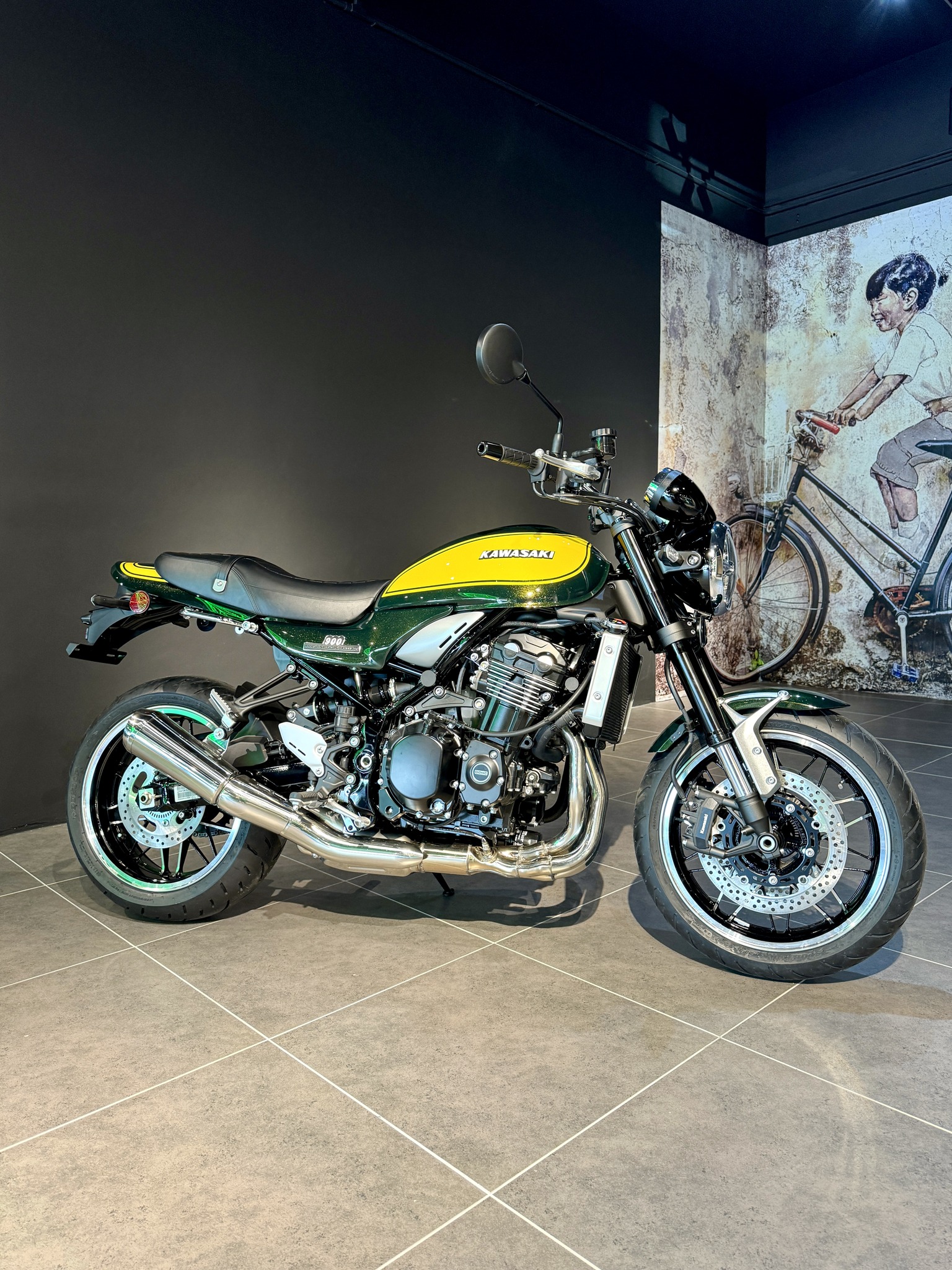 Embark on a journey with the 2024 Kawasaki Z900RS Yellow Ball 