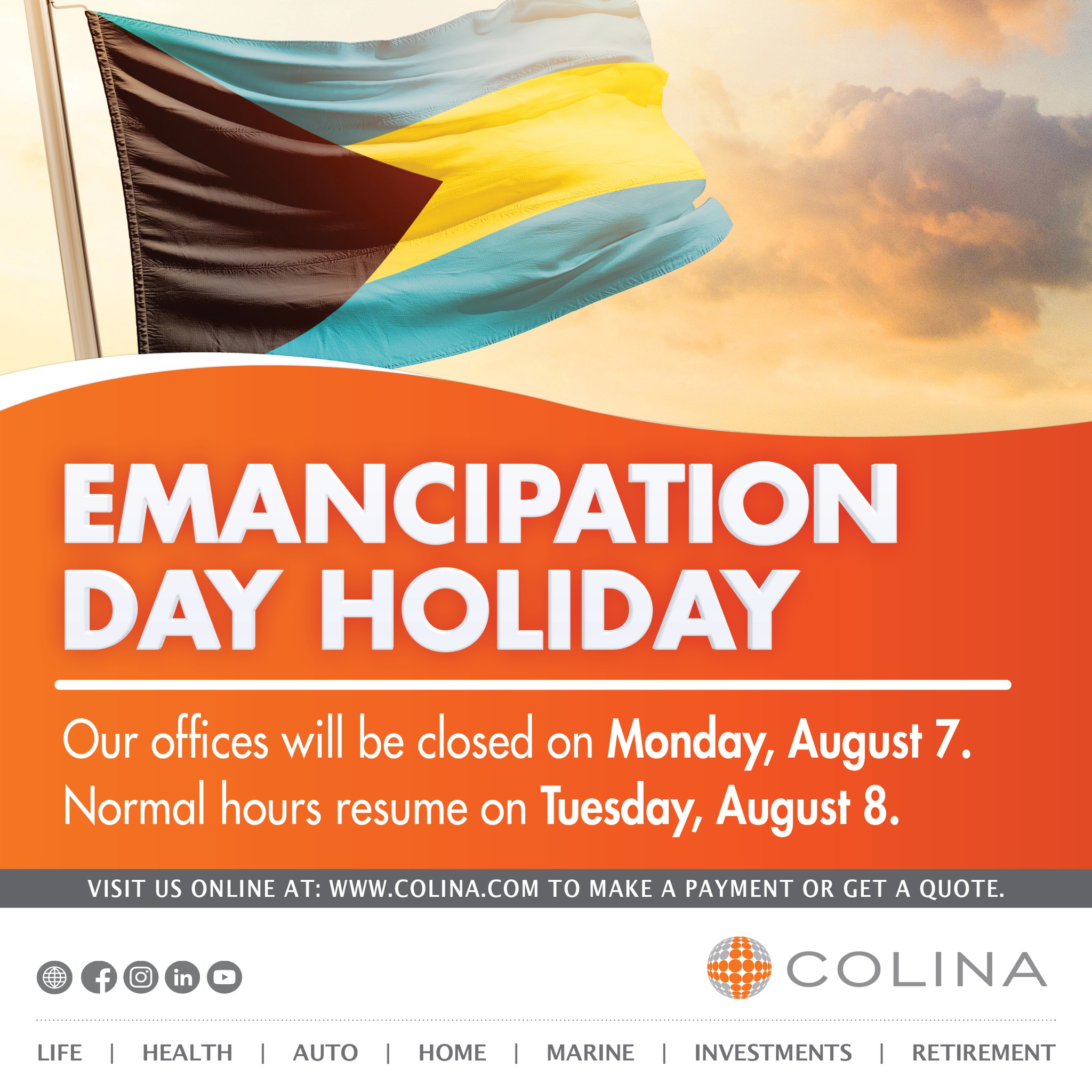 📢 Office Closure Notice 🌴🎉... - Colina Insurance Limited | Facebook