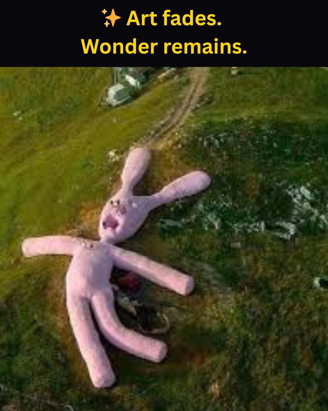 Giant pink rabbit Hase in the Italian Alps