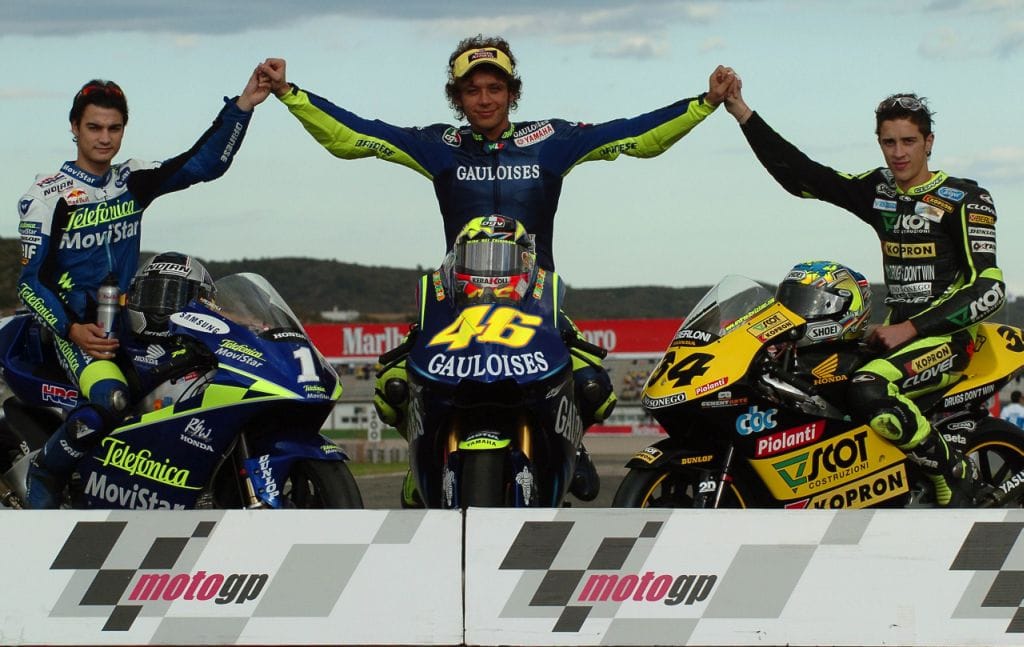 2004 World Champions, Valentino Rossi (Yamaha), Dani Pedrosa