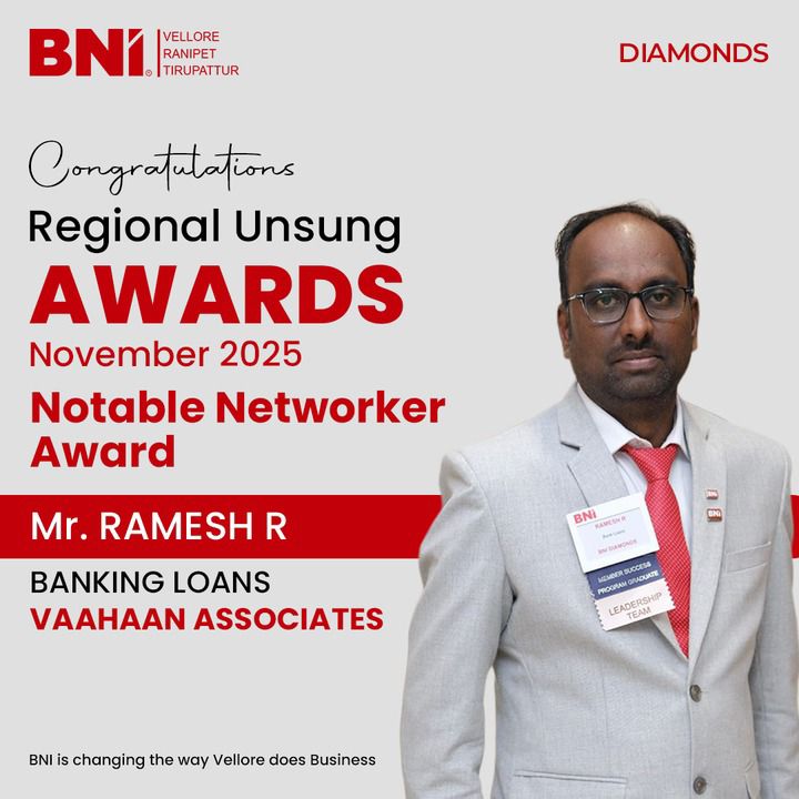 BNI - Congratulations to Mr. Ramesh R of the Diamonds Chapter on being ...