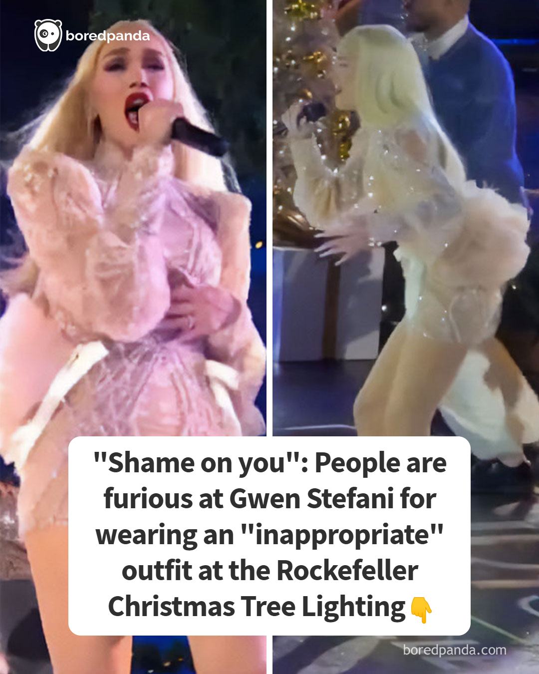 gwen stefani christmas tree dress Shame on you