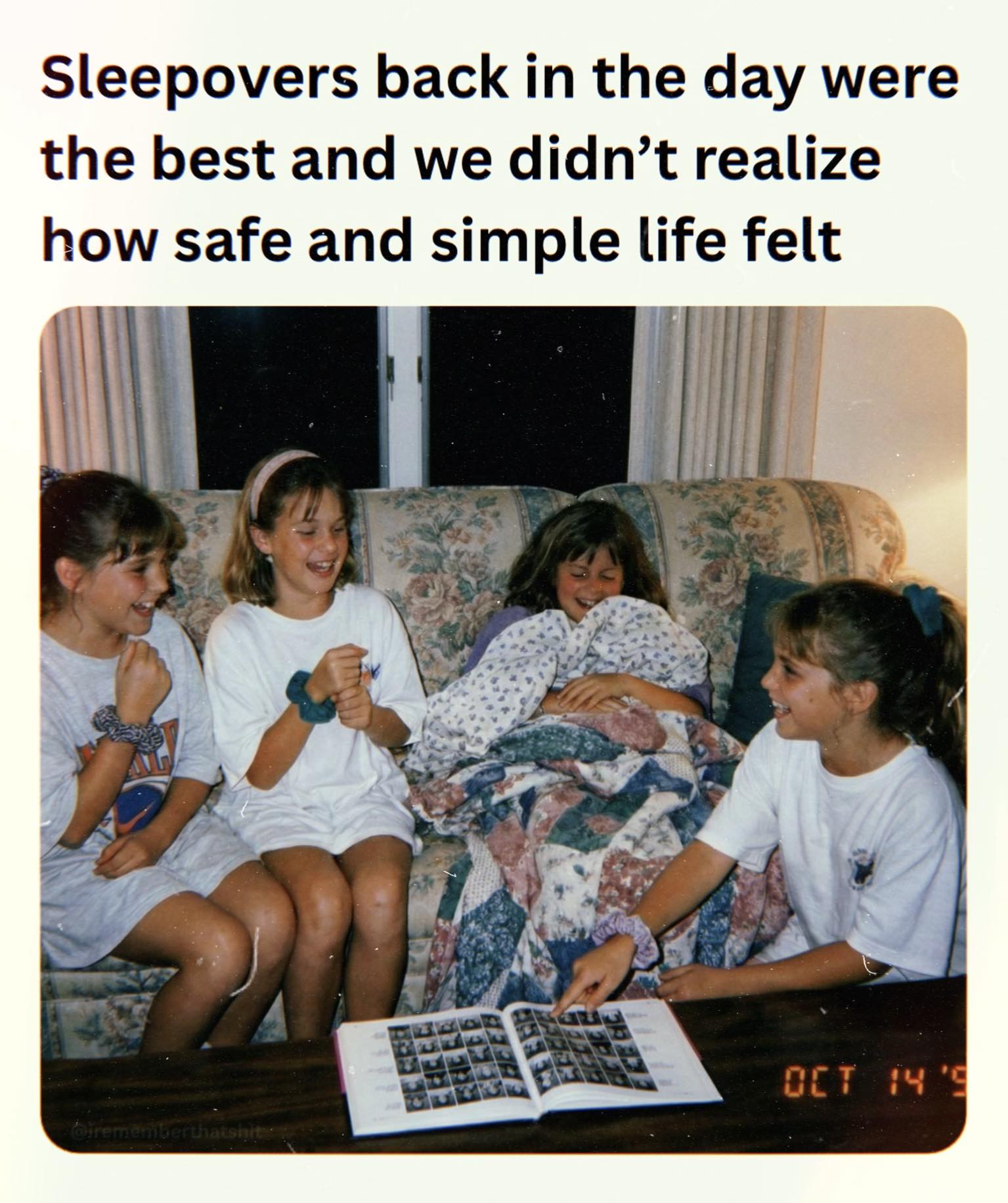 Nostalgic sleepover memories of 90s kids