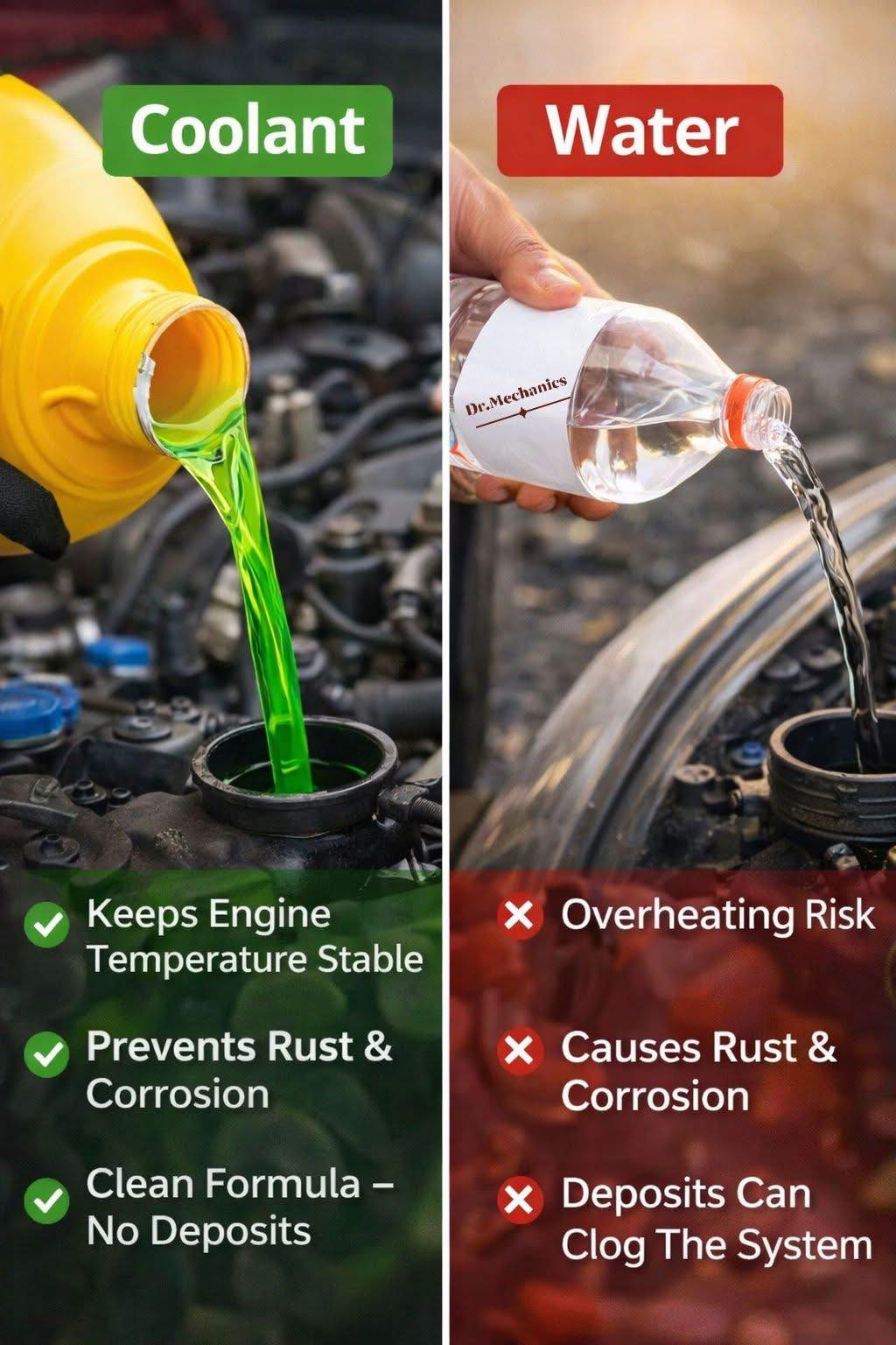 Automotiv - 🔥 Coolant vs Water – Which One Is Better for Your Engine ...