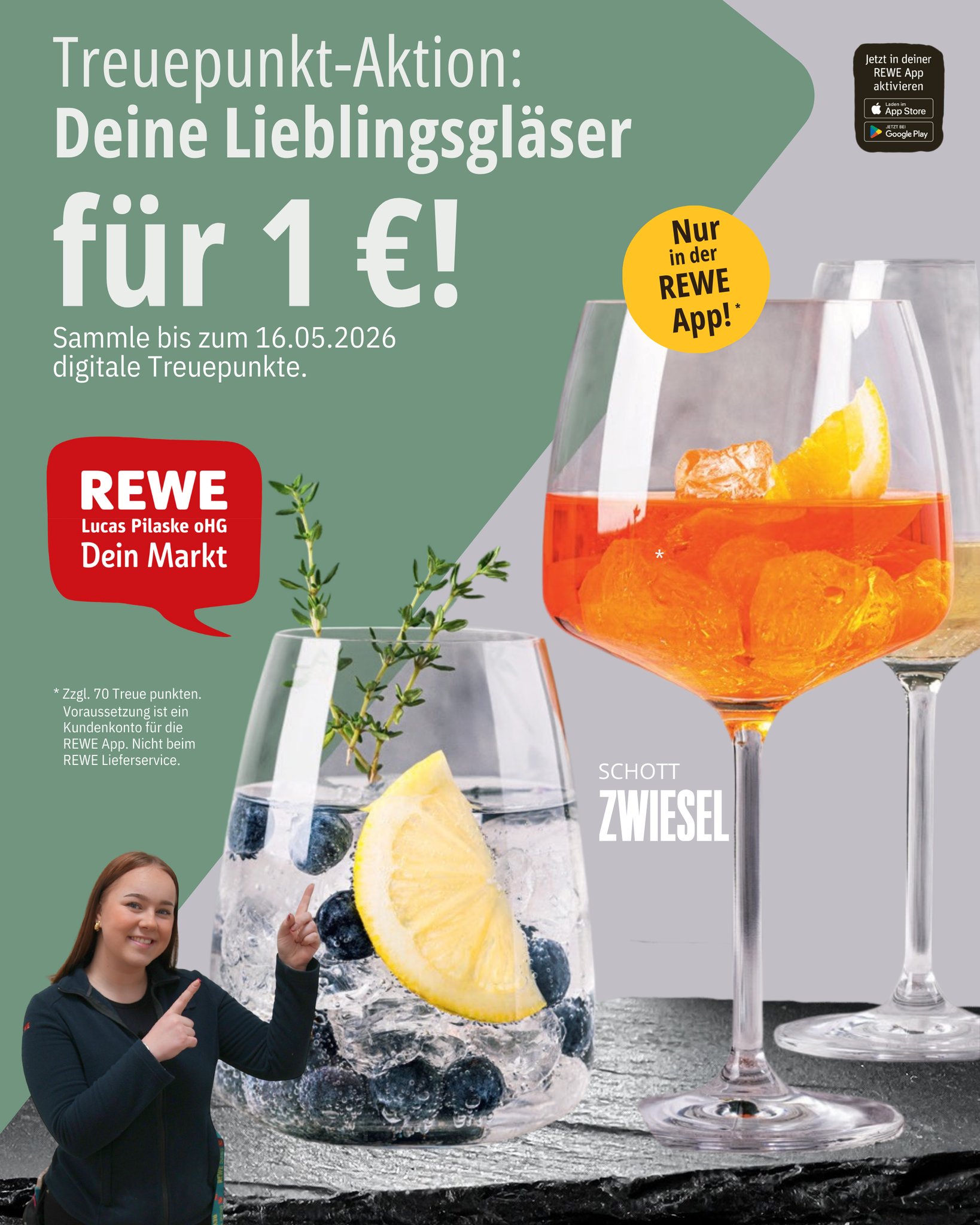 Glasliebhaber aufgepasst! 🎉 Bei REWE Lucas Pilaske gibt's jetzt wieder eine richtig coole Treuepunkte-Aktion: Für nur 1 Euro kannst du dir hochwertige Gläser von SCHOTT ZWIESEL sichern. Wusstest du, dass SCHOTT ZWIESEL