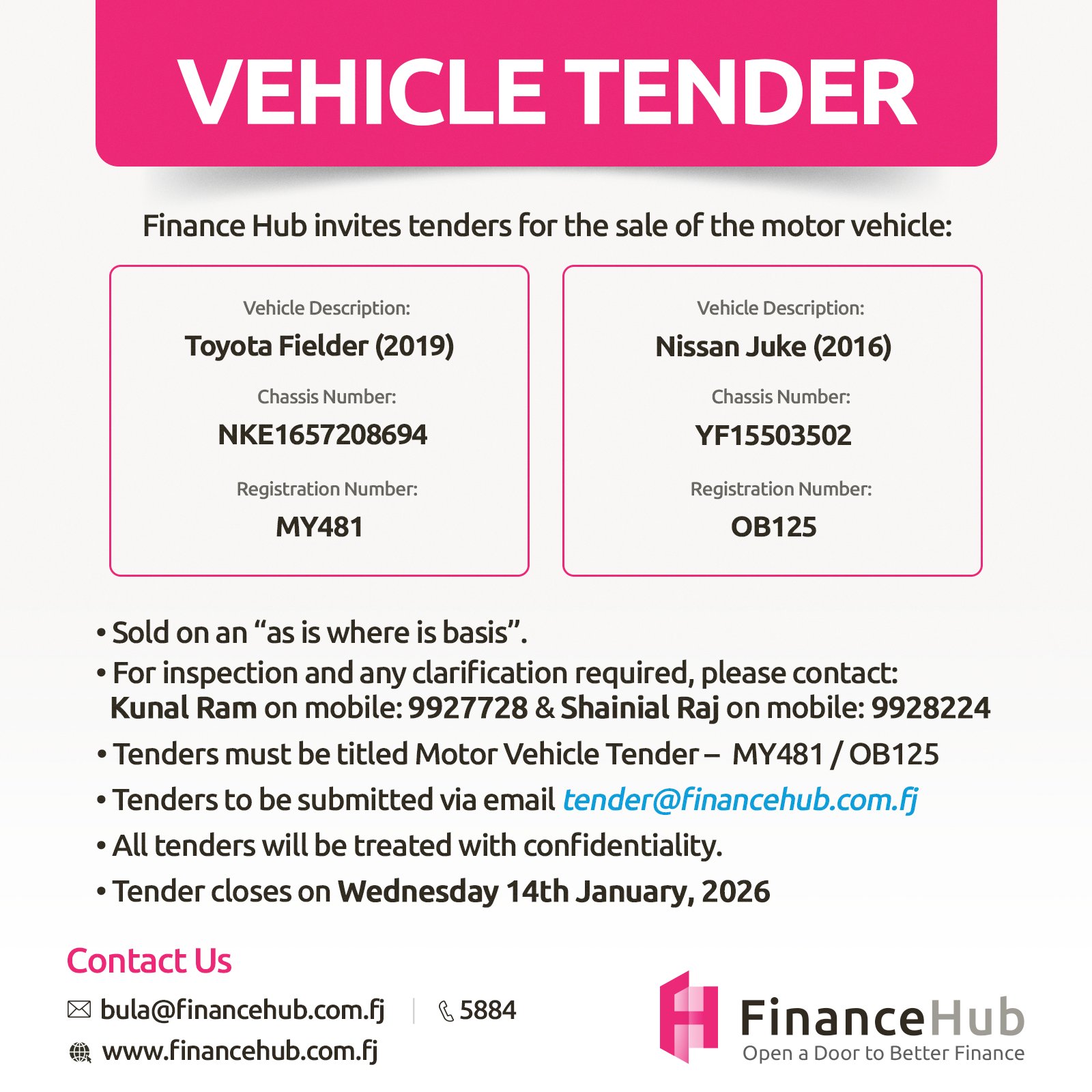 Finance - 🚗 Vehicle Tender Now Open Finance Hub invites submission for ...