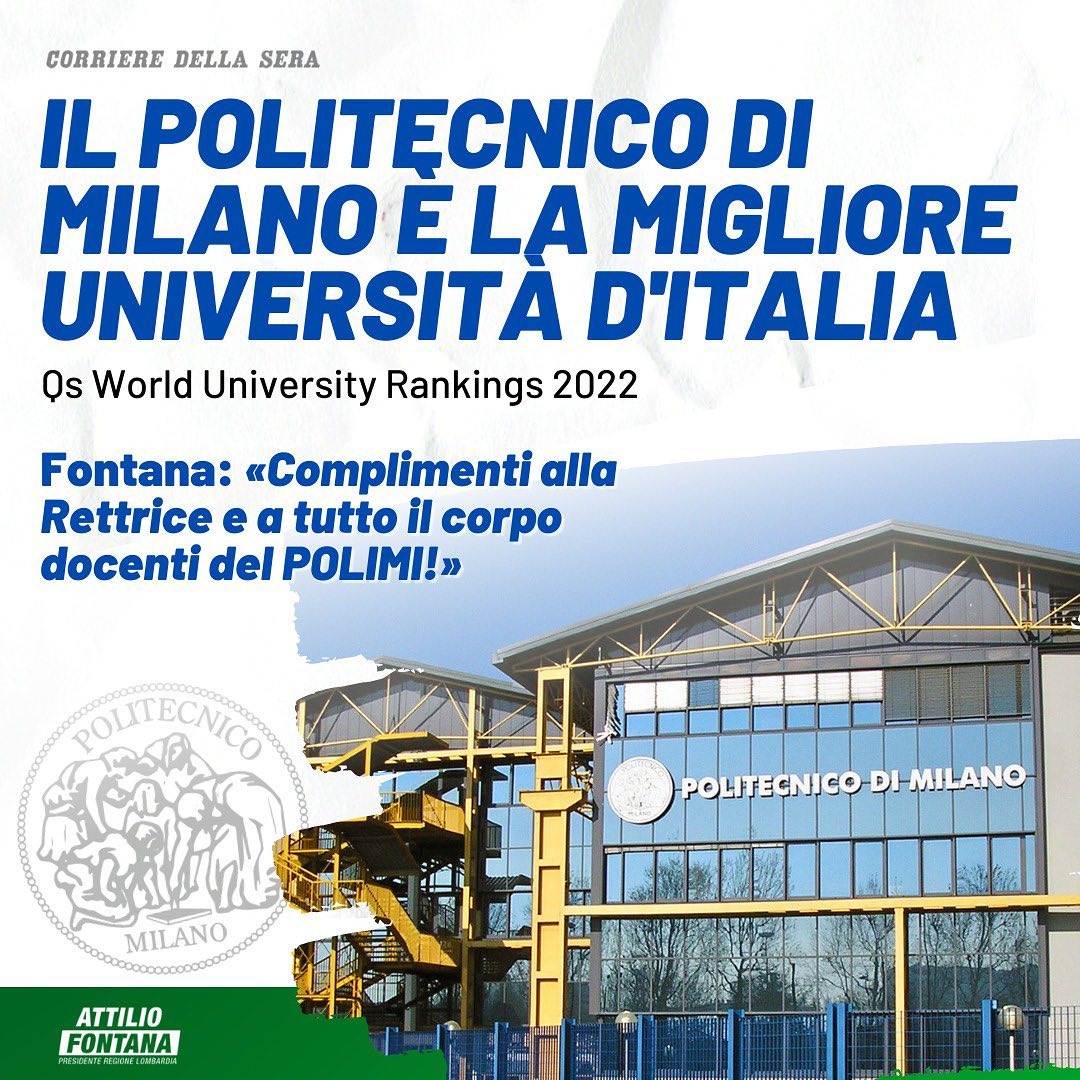 Attilio Fontana - Il Politecnico di Milano si conferma il... | Facebook