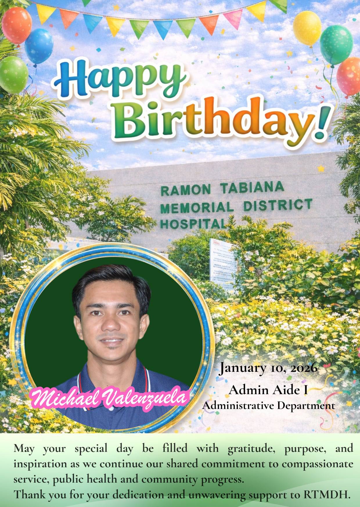 🎉🎂 HAPPY... - Ramon Tabiana Memorial District Hospital | Facebook
