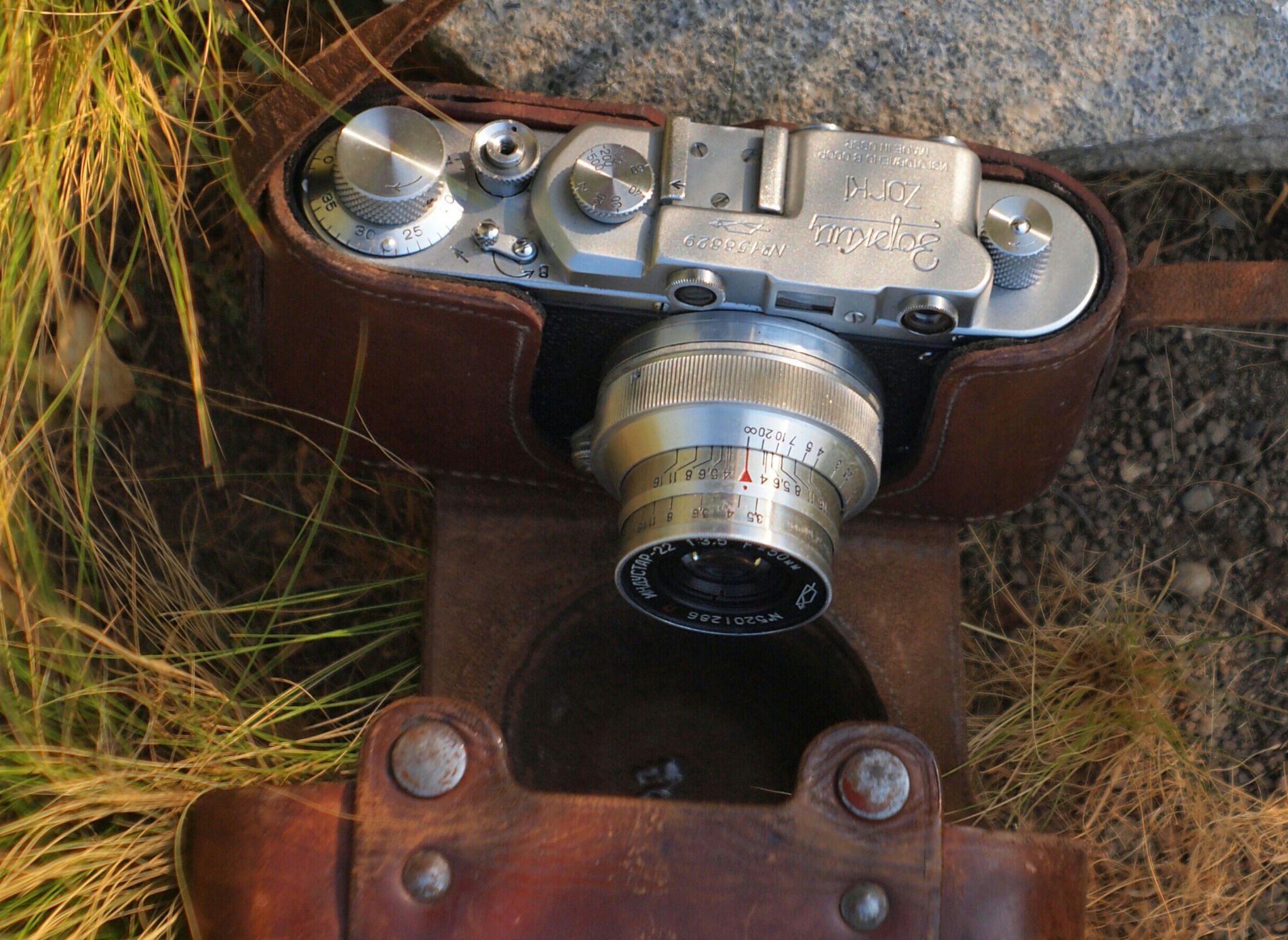 Zorki with unusual rigid Industar 22 lens