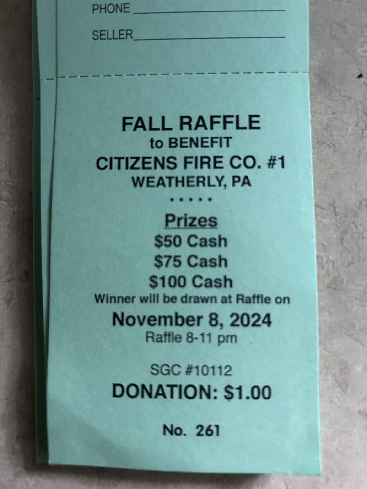 Citizens' Fire Company #1 Fall Raffle