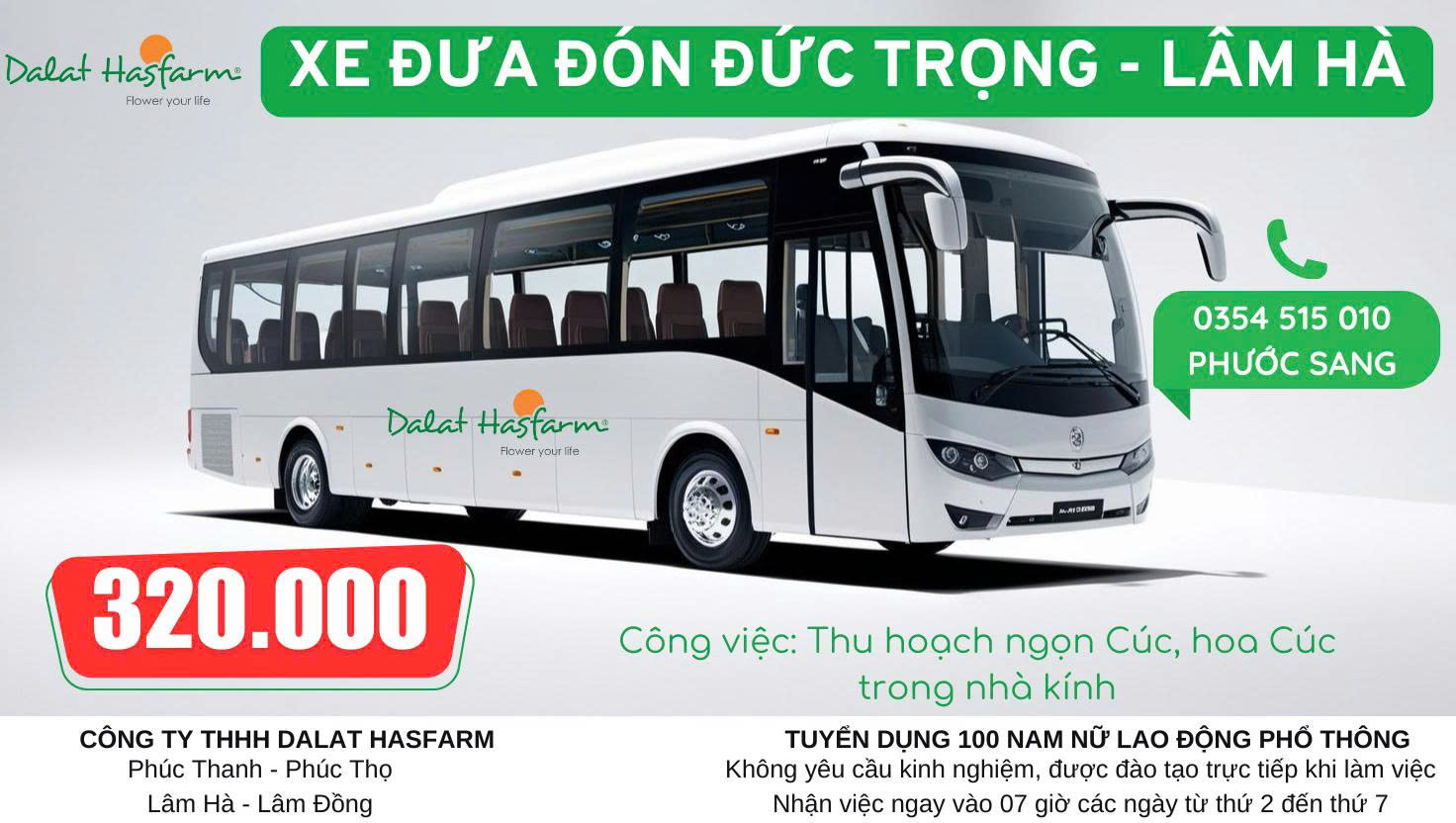 🚐 TIN MỚI: CÓ XE ĐƯA ĐÓN LAO... - Tuyển Dụng Dalat Hasfarm | Facebook