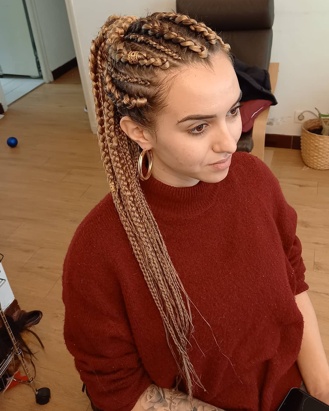 2 Tresse Colle Avec Rajout De Couleur
