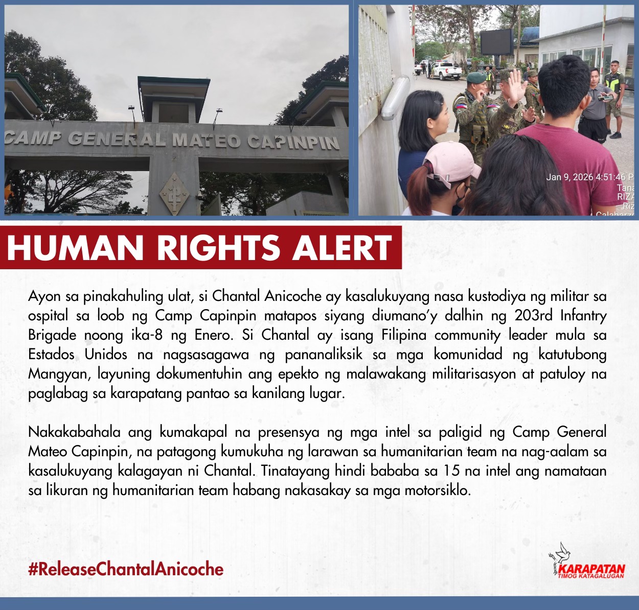 HUMAN RIGHTS ALERT Ayon sa... - Karapatan Southern Tagalog | Facebook