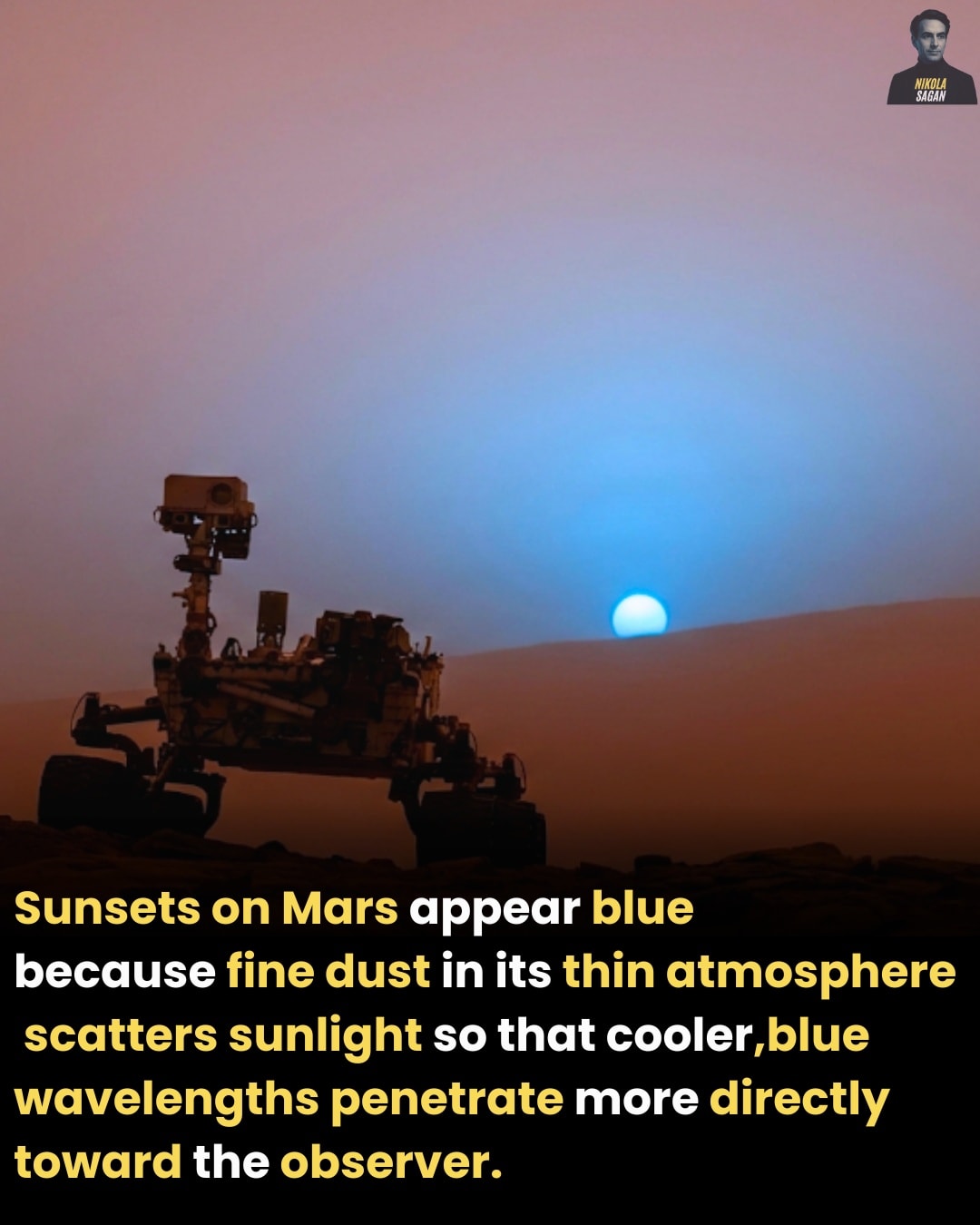 Nikola - On Mars, sunsets take on a distinct blue hue due to the unique ...