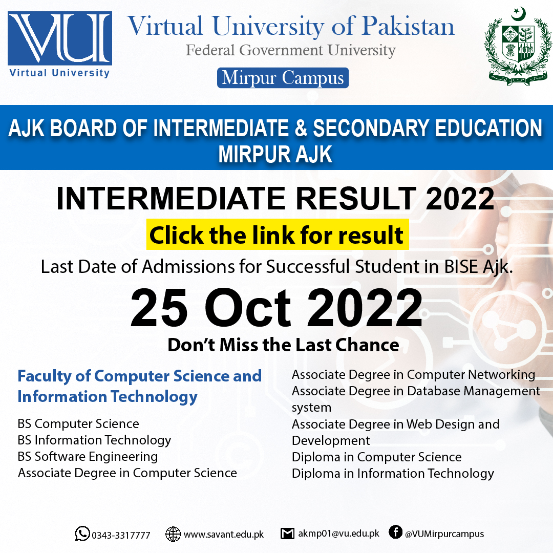 Virtual University of Pakistan - Mirpur Campus - click on the link for ...